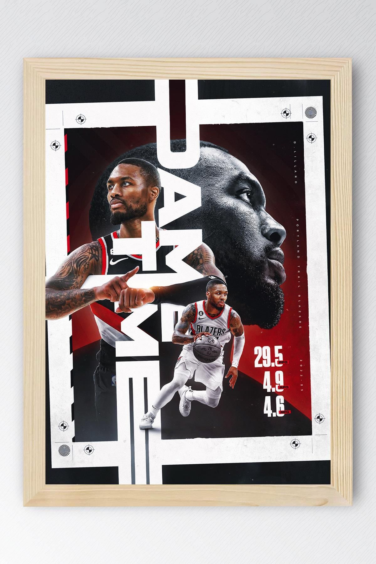 Saturn Damian Lillard Çerçeveli Tablo - Dame Time NBA Posteri Tablo