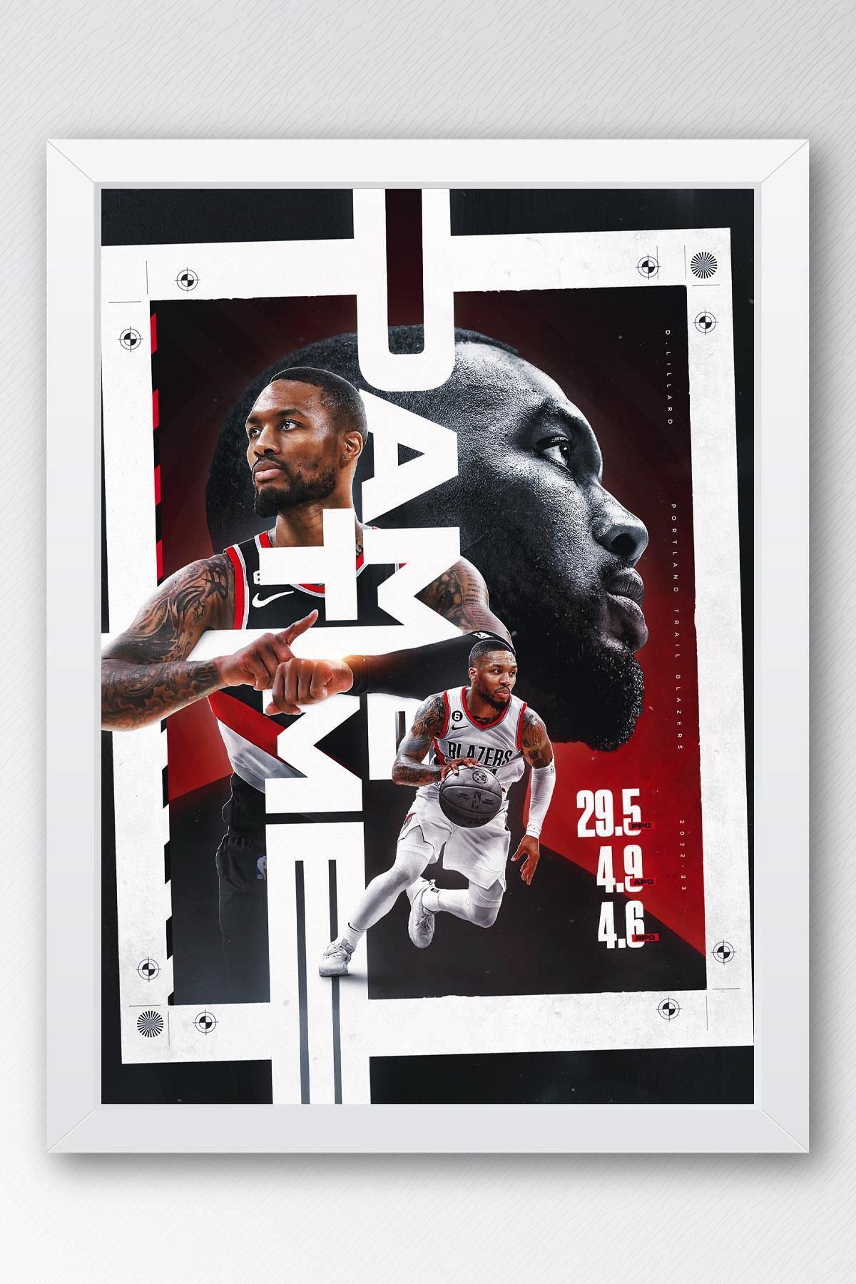 Saturn Damian Lillard Çerçeveli Tablo - Dame Time NBA Posteri Tablo