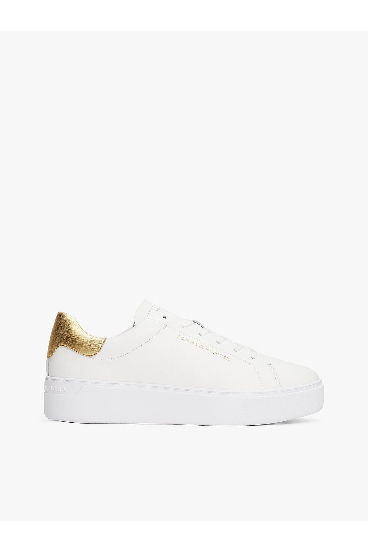 Tommy Hilfiger Leather Metallic Platform Court Trainers