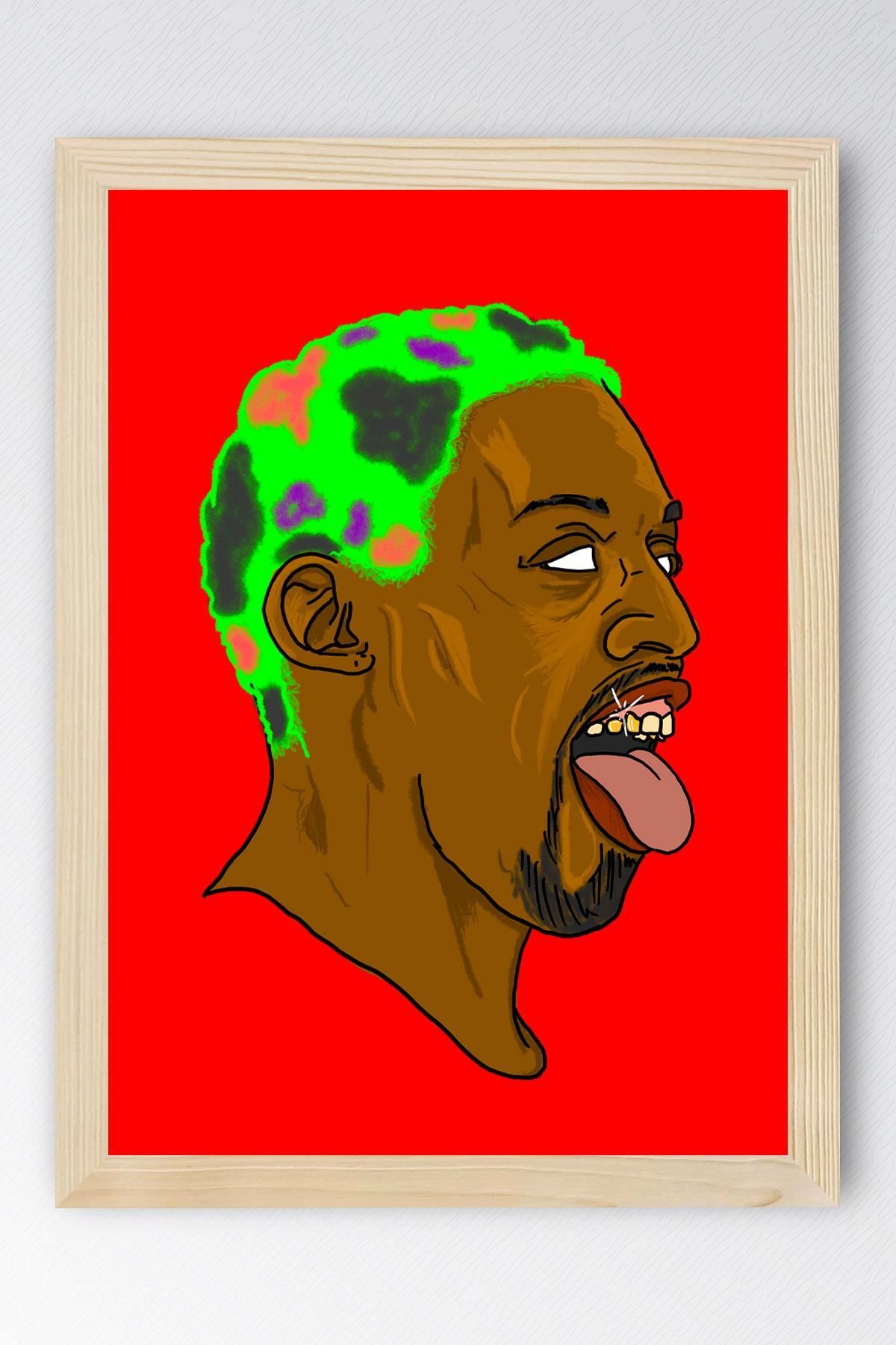 Saturn Dennis Rodman Çerçeveli Tablo - Basketbol NBA Posteri Tablo