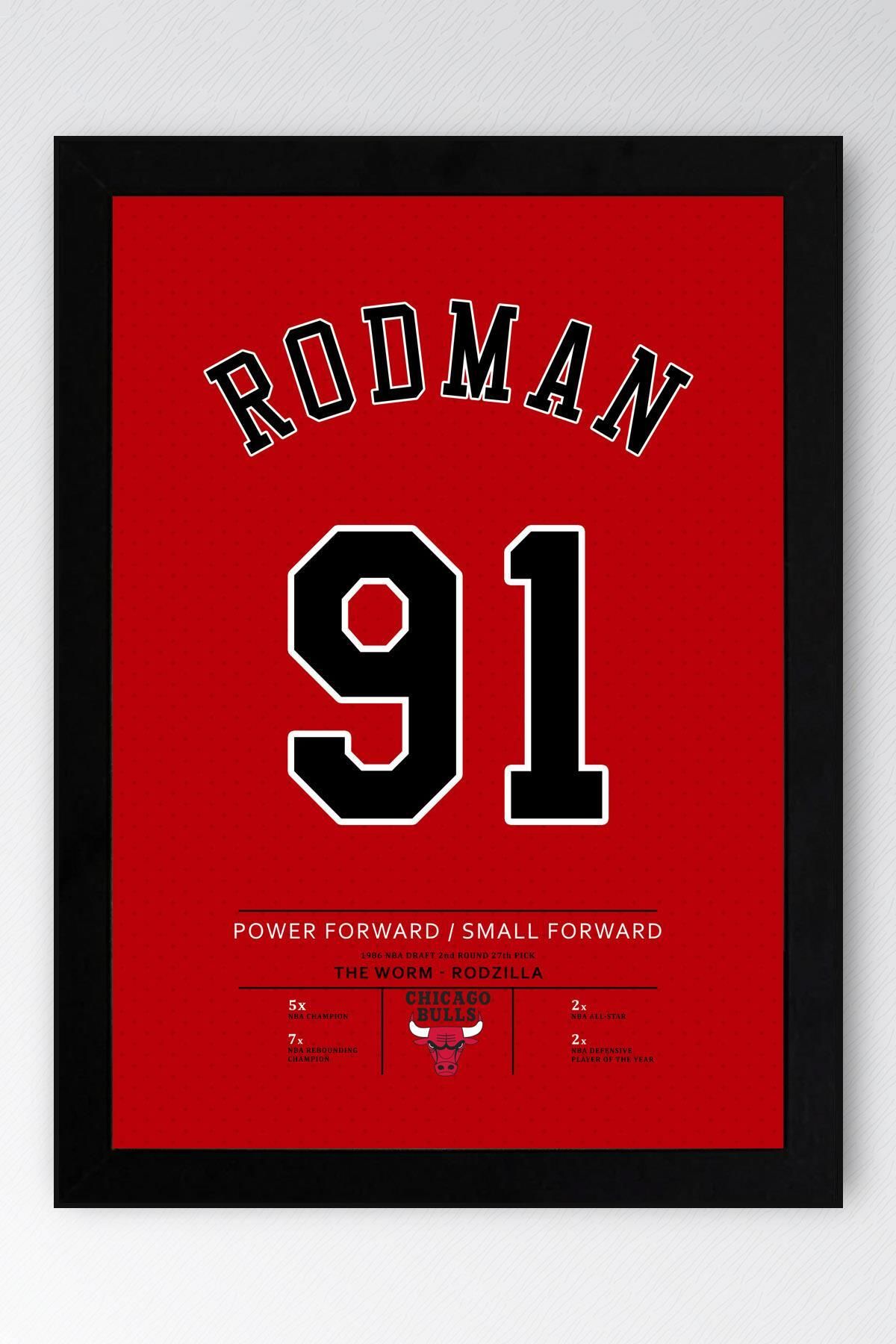 Saturn Dennis Rodman Forma Çerçeveli Tablo - NBA Chicago Bulls Jersey