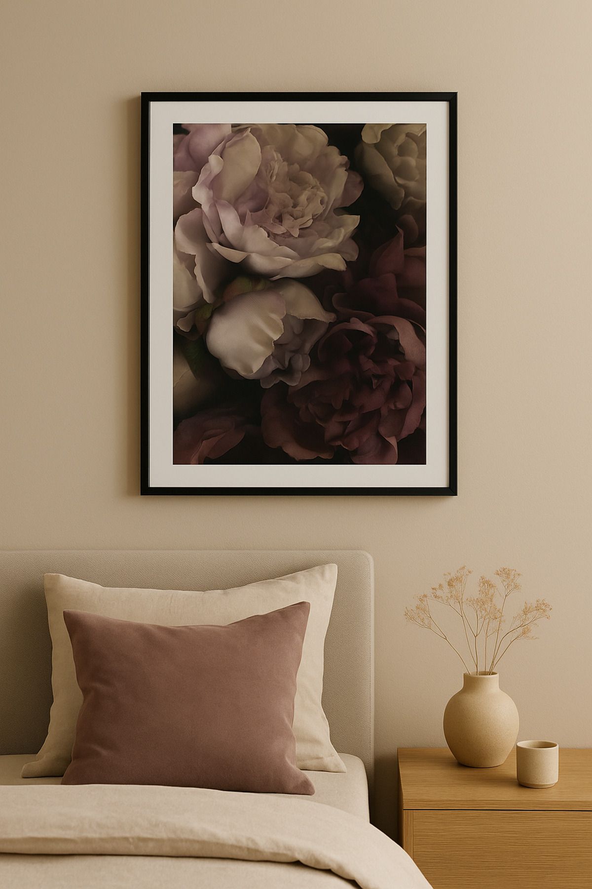 seninürünün Şakayık Çiçeği - Gerçek Cama Baskı Gold Alüminyum Metal Çerçeveli Tekli Modern Tablo
