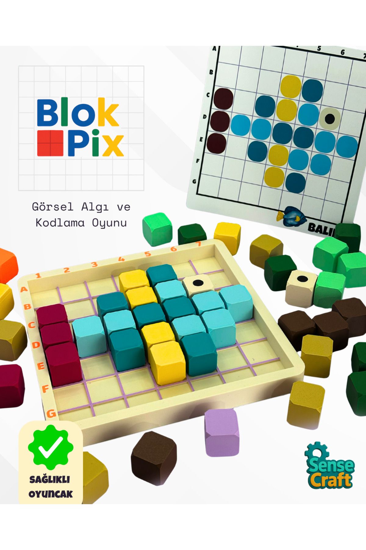 sensecraft BlokPix - Renkli Bloklar I Görsel Algı I Hayal Gücü I Kodlama I Koordinat I Sağlıklı Oyuncak