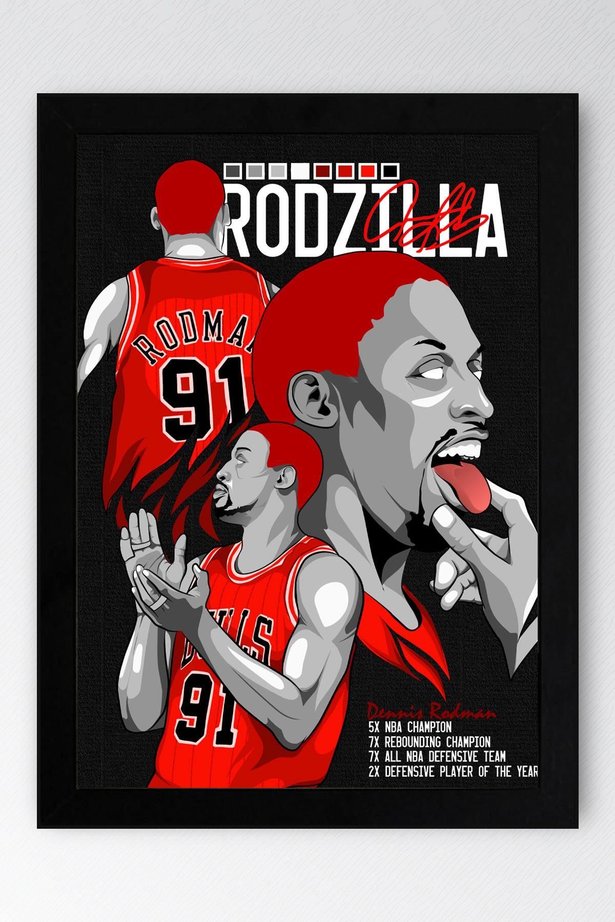 Saturn Dennis Rodman Çerçeveli Tablo - Rodzilla NBA Posteri Tablo