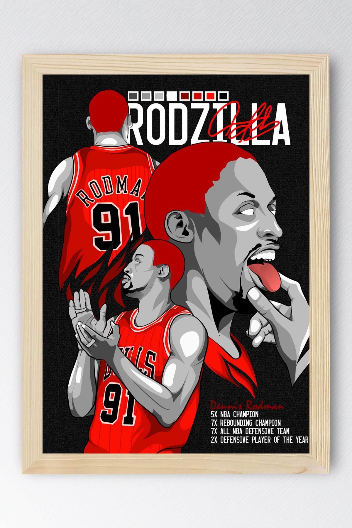 Saturn Dennis Rodman Çerçeveli Tablo - Rodzilla NBA Posteri Tablo