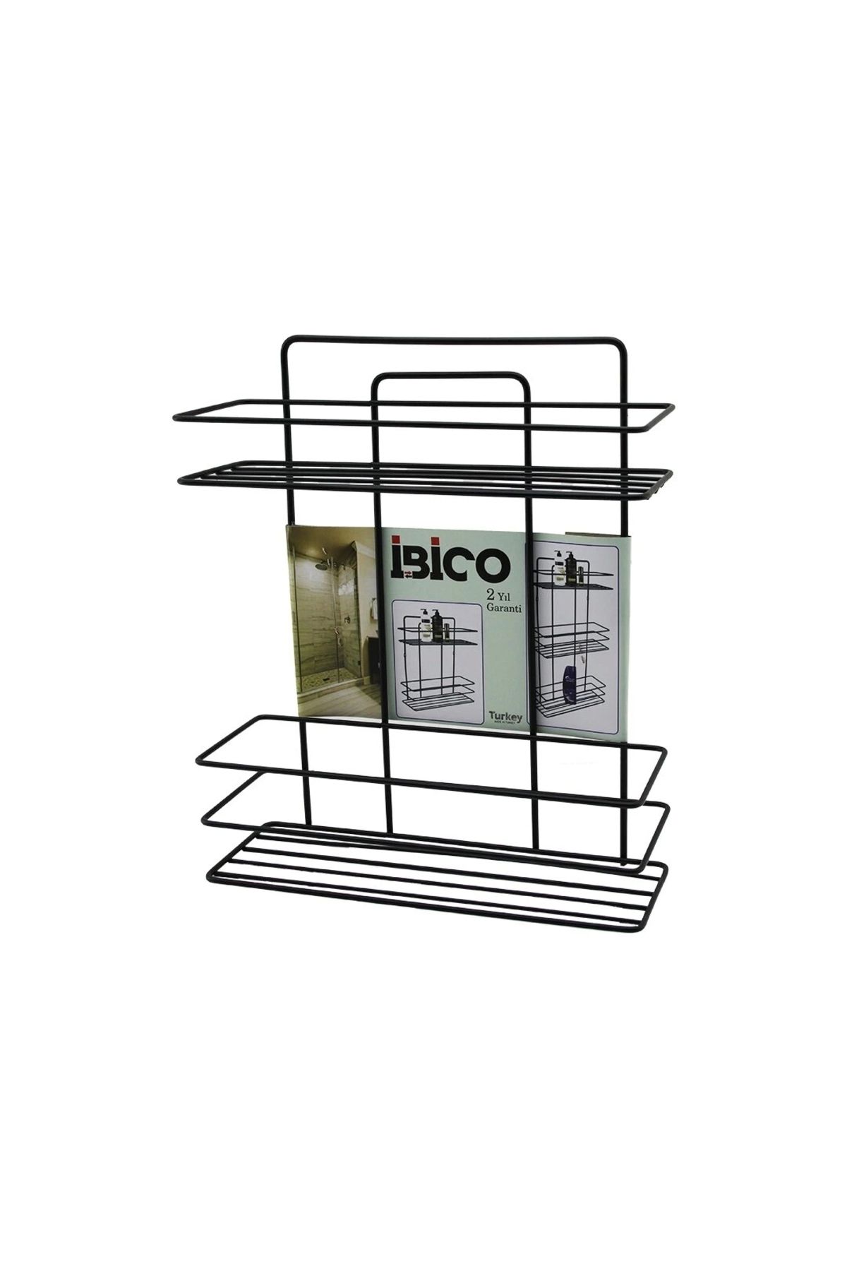 shopwave SİYAH 2 KATLI - DİKDÖRTGEN METAL BANYO KÖŞELİK - DUŞKABİN RAF - ŞAMPUANLIK (5047)