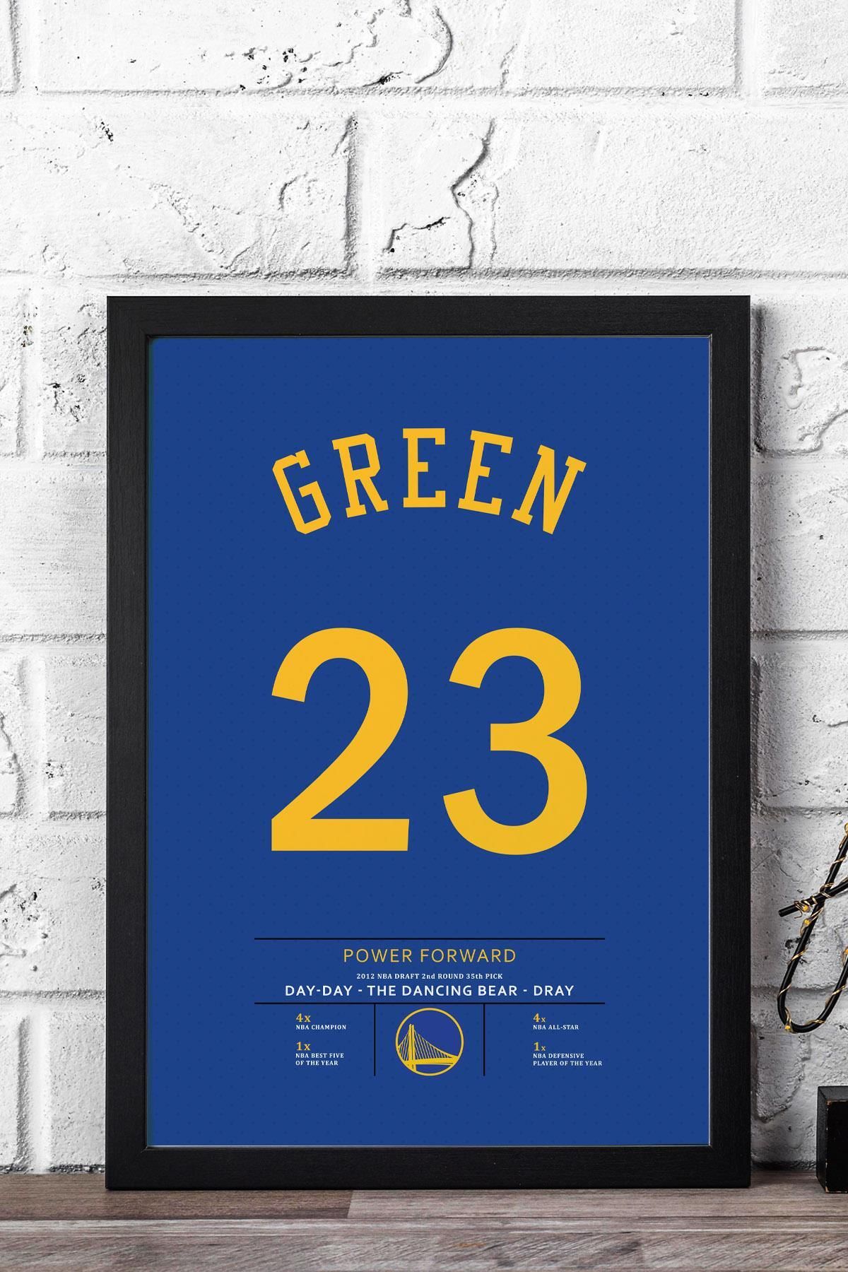 Saturn Draymond Green Forma Çerçeveli Tablo - NBA Golden State Warriors Jersey