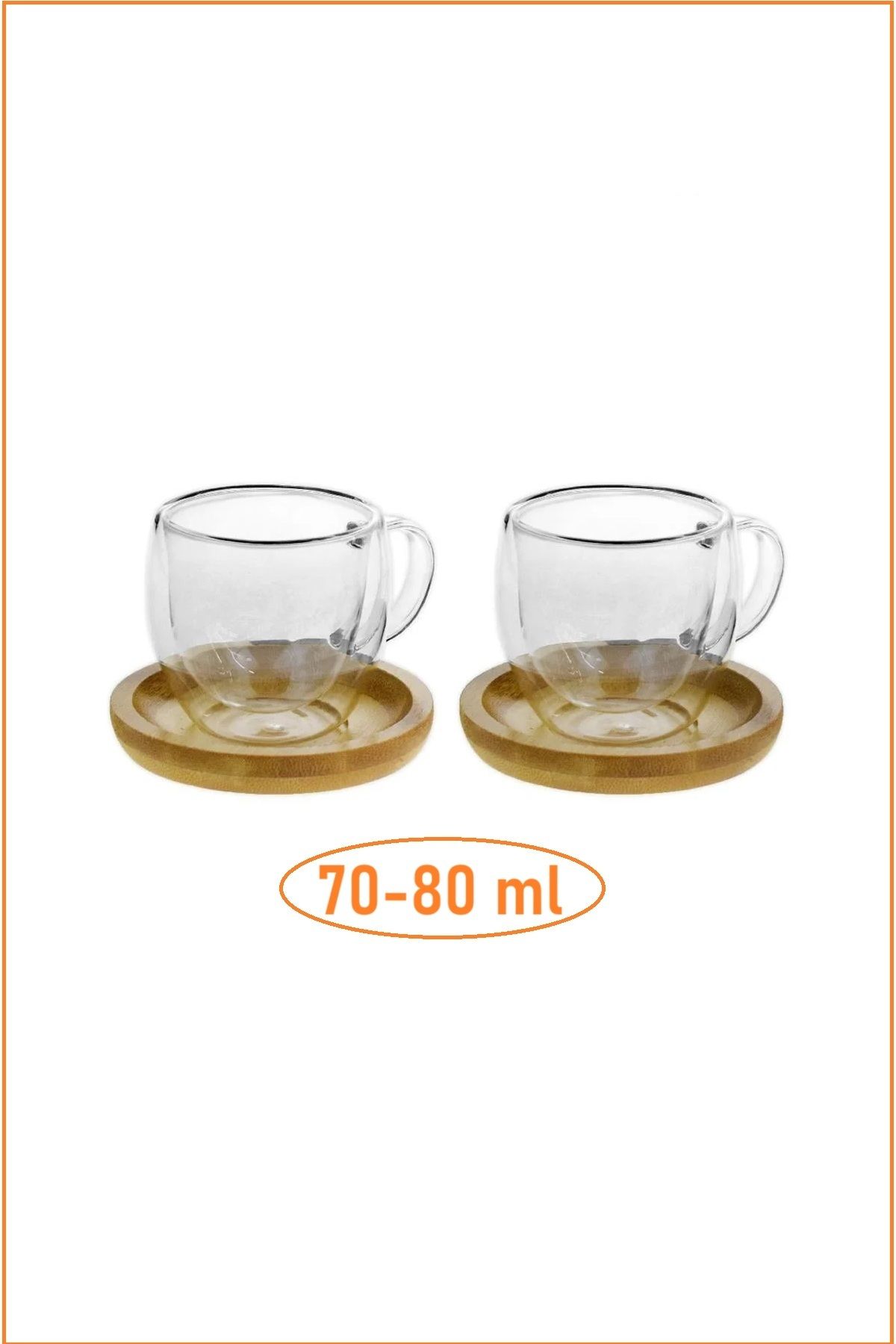 EZMK EV GEREÇLERİ Çift Çidarlı Kulplu Borosilikat Cam Kahve Kupası, Mini Çay Kupası, Espresso ve Latte Kupası 80 ml