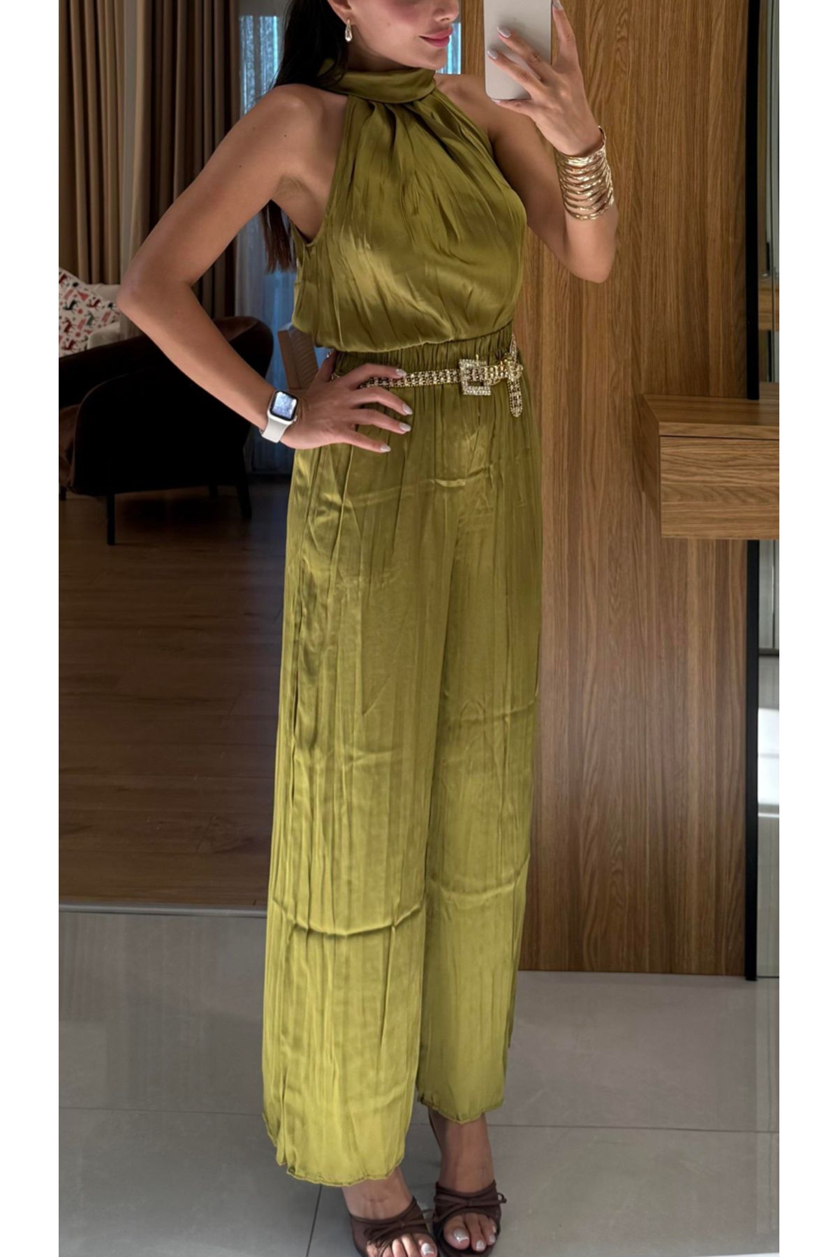 Butik Laiza model kırışık saten takım