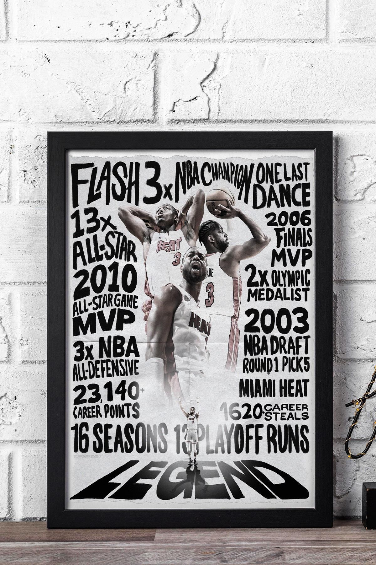 Saturn Dwyane Wade Çerçeveli Tablo - Miami Heat NBA Posteri Tablo