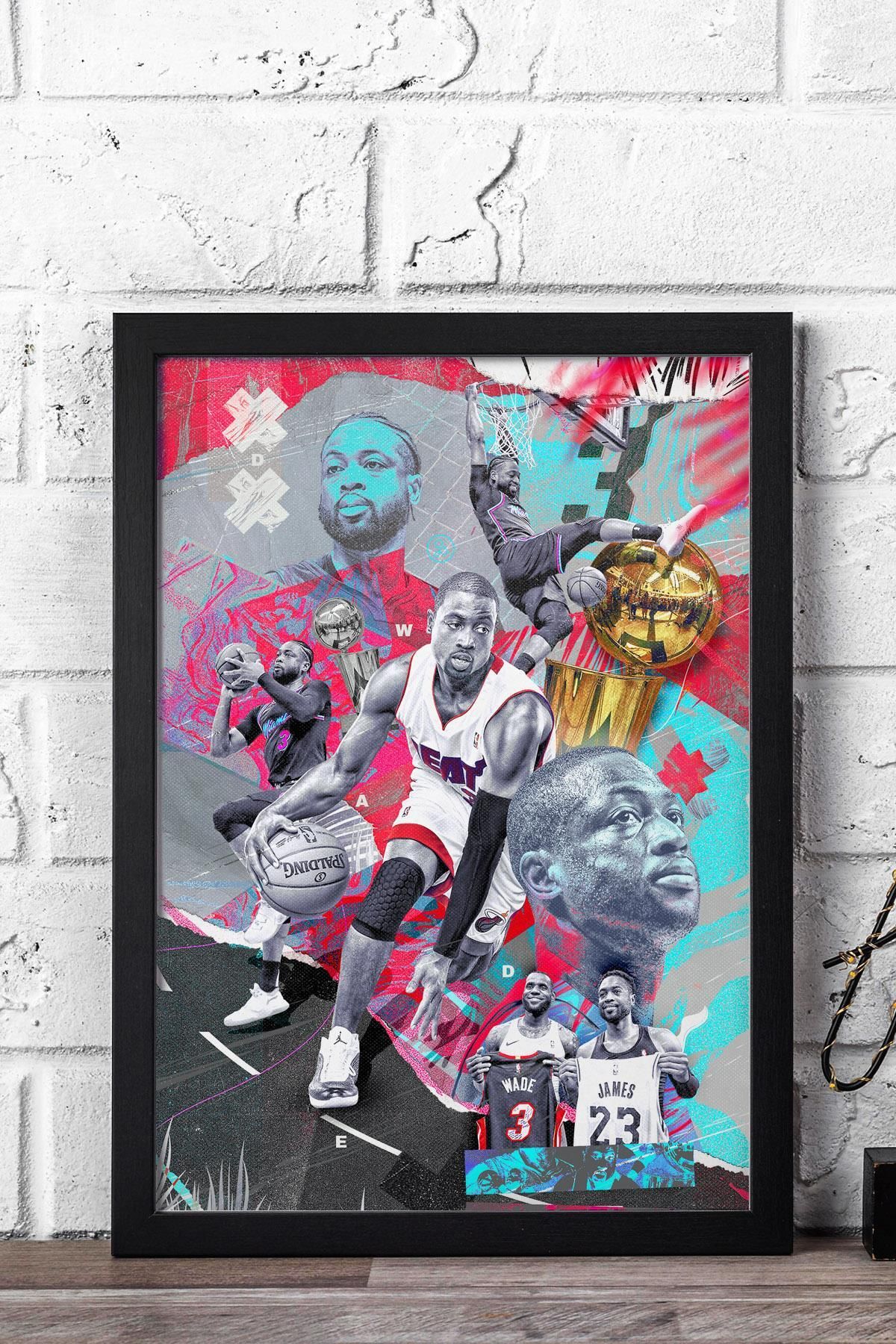 Saturn Dwyane Wade Çerçeveli Tablo - Miami Heat NBA Posteri Tablo