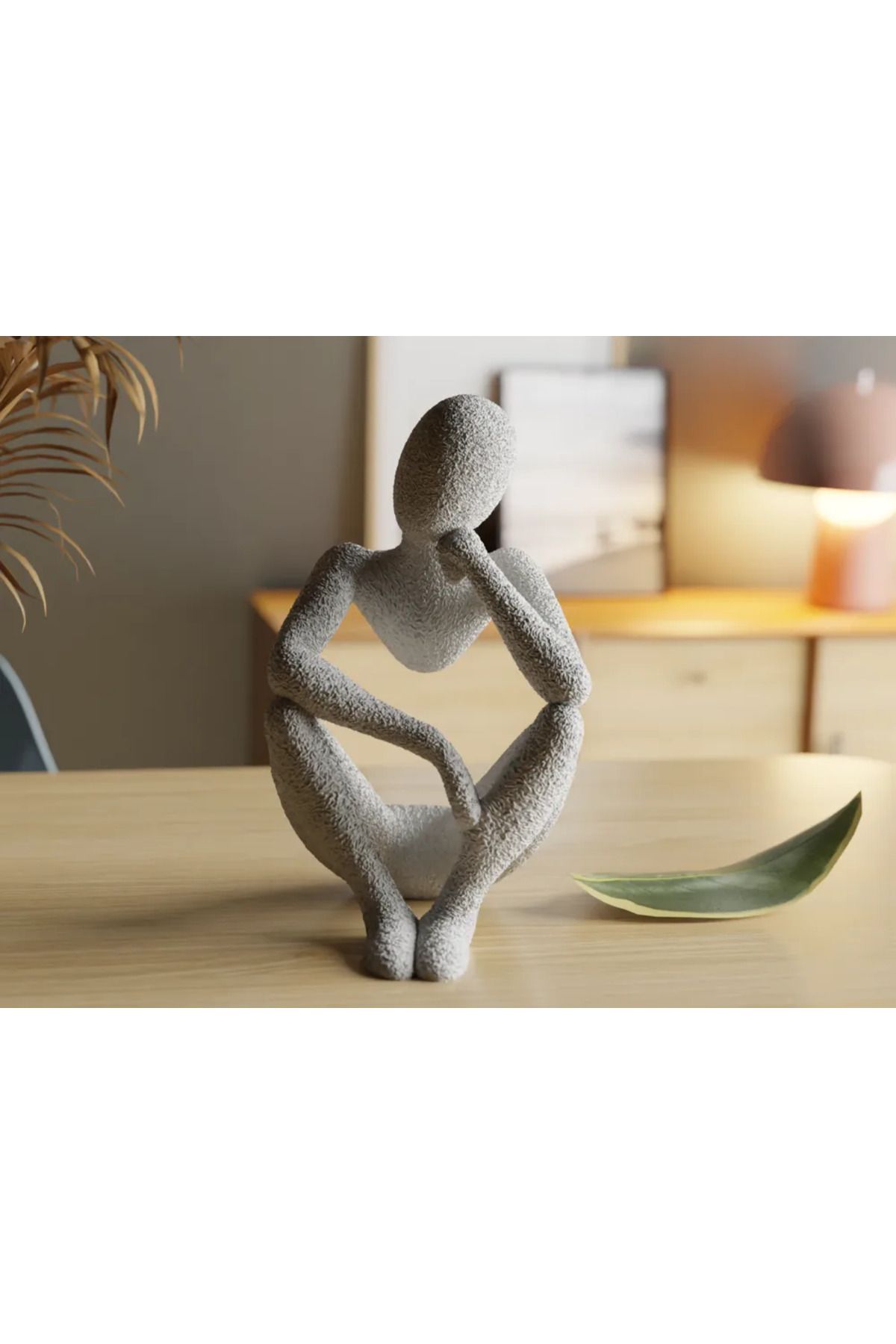TSC Meditasyon Düşünceli Fiğür Mini Heykelcik beyaz Renk