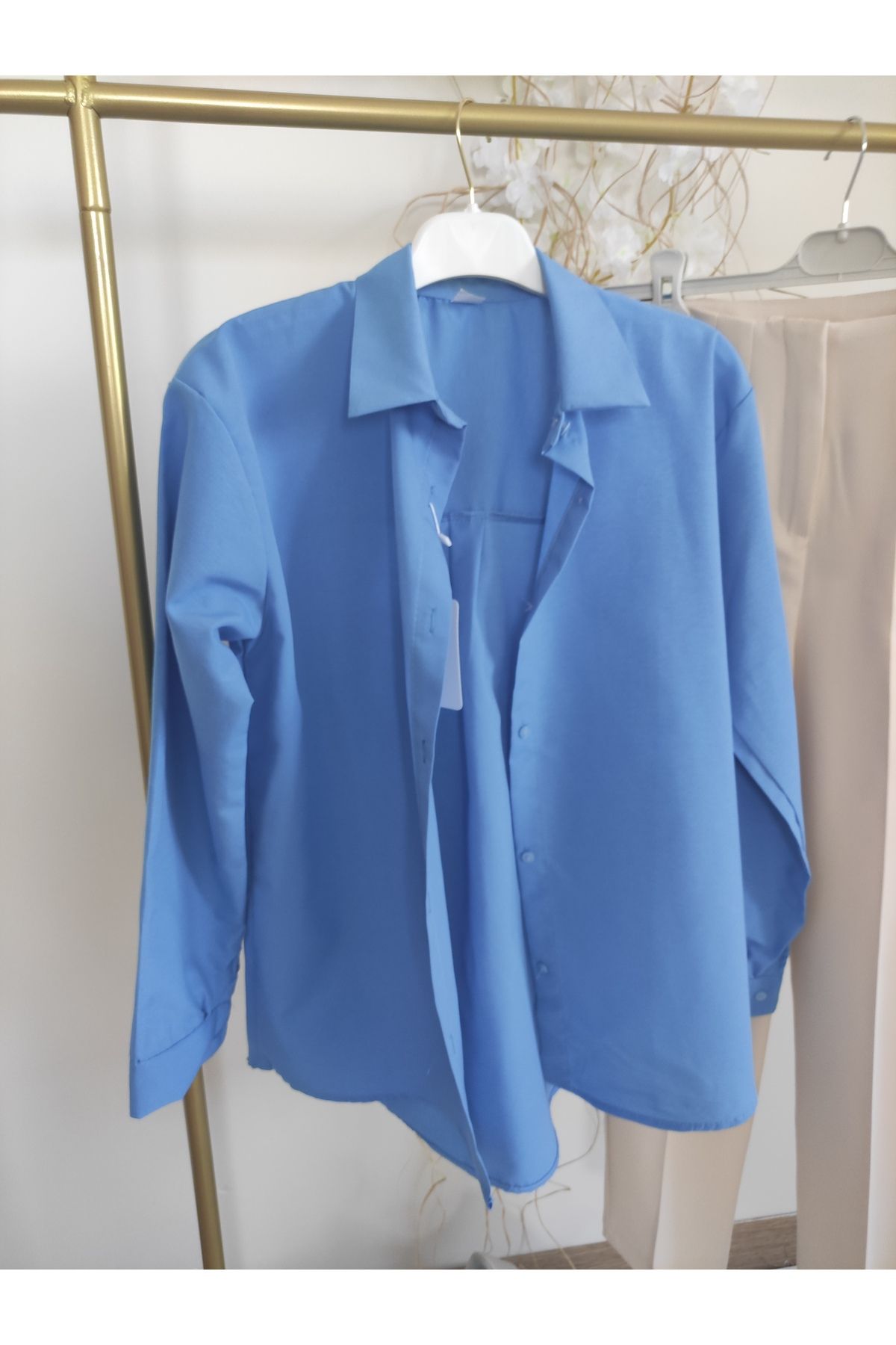 MODA Oversize basic uzun gömlek - mavi