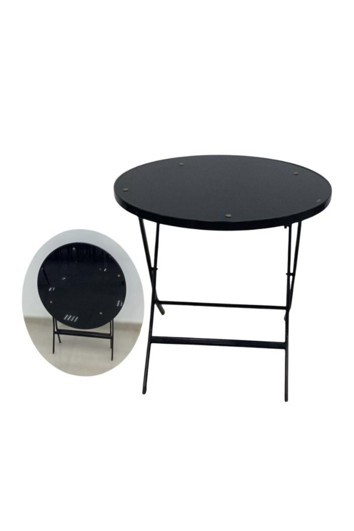smart home-Round Folding Dining Table - Folding Cafe Table with Glass Top - 80 x 80 cm - Stylish and Sturdy Design 5
