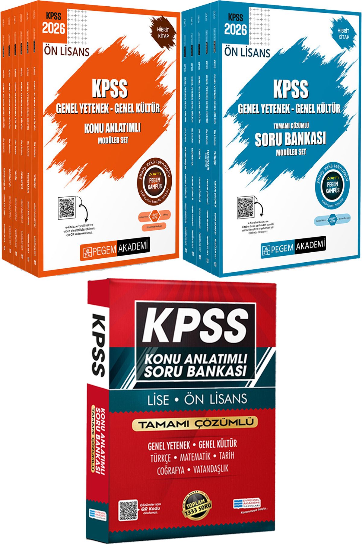 Pegem Akademi Yayıncılık 2026 KPSS Ön Lisans Konu Modüler Set - Soru Bankası Modüler Set - Lise Önlisans Konu Ant. Soru
