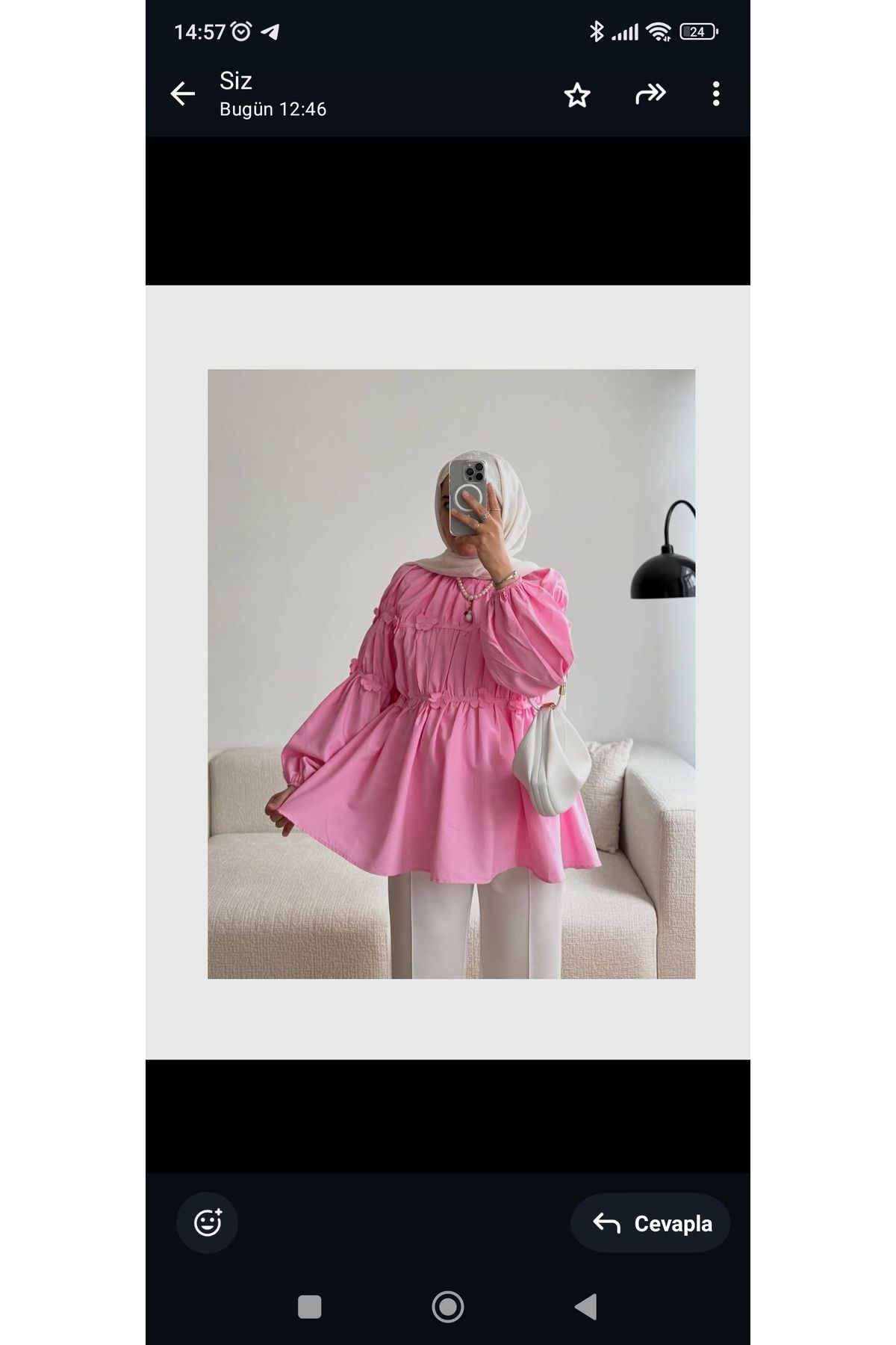 GÜLSEVEN Pembe çiçekli tunikli gömlek modeli