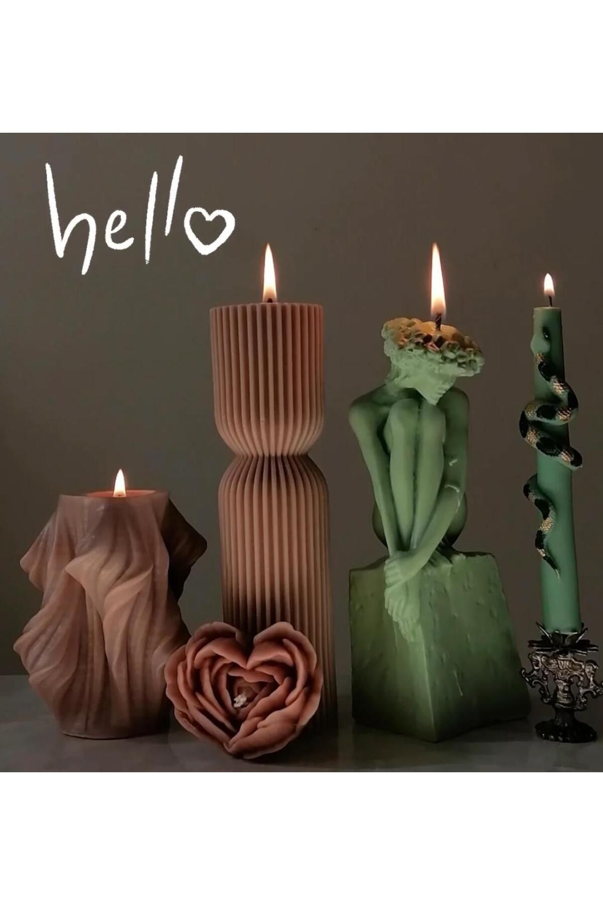 SCA CANDLE Dekoratif Mum Şamdanlık Mum Yılan model Yeşil Renk 2 Kili