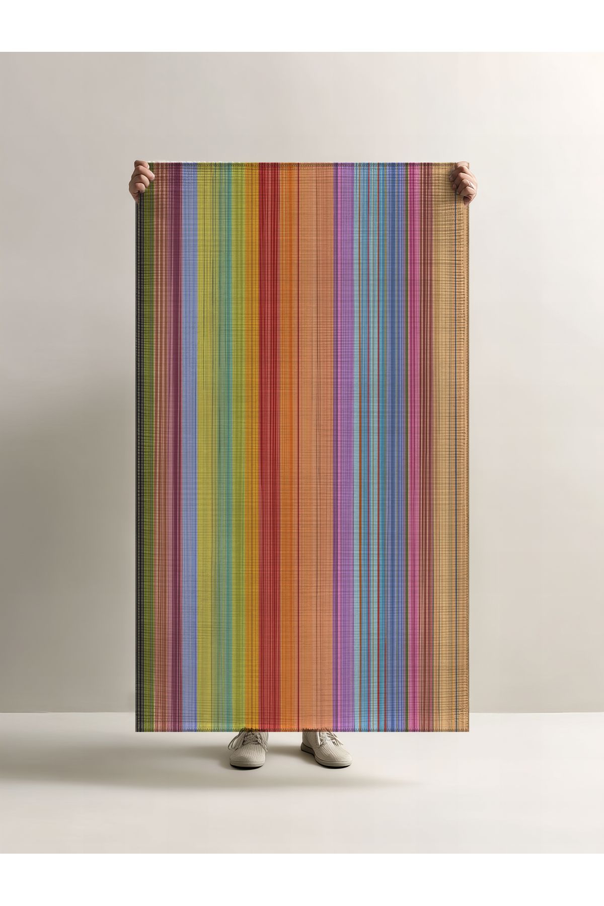 ArtEra Halı Pantone 62 Çizgili Tasarım Renkli Halı Modern Oturma Odası Yolluk İnce Yazlık Ev Oda Salon Halısı