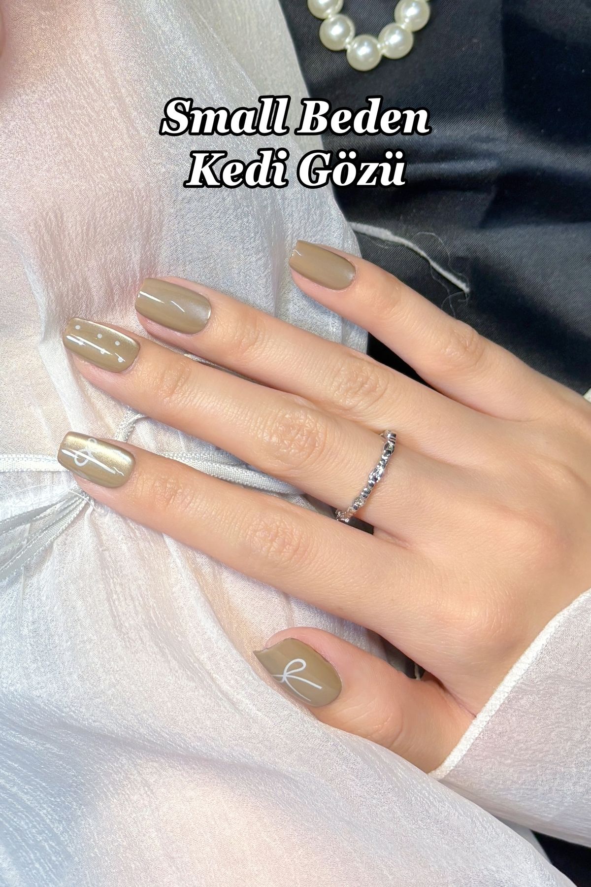 Easy Beauty Kedi Gözü Tırnak Small Beden Takma Tırnak Seti 10 Adet Kutulu ve Yapıştırıcı Dahil T124