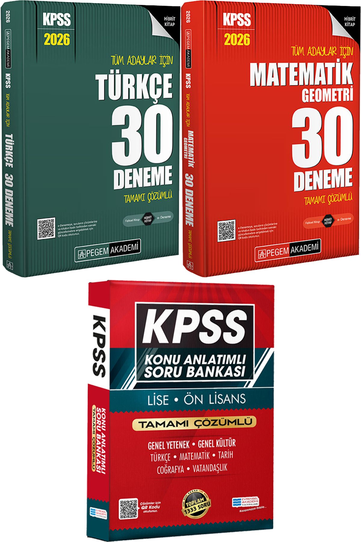 Pegem Akademi Yayıncılık 2026 KPSS Tüm Adaylar İçin Türkçe Matematik 30 Deneme Çözümlü - Lise Önlisans Konu Ant. Soru