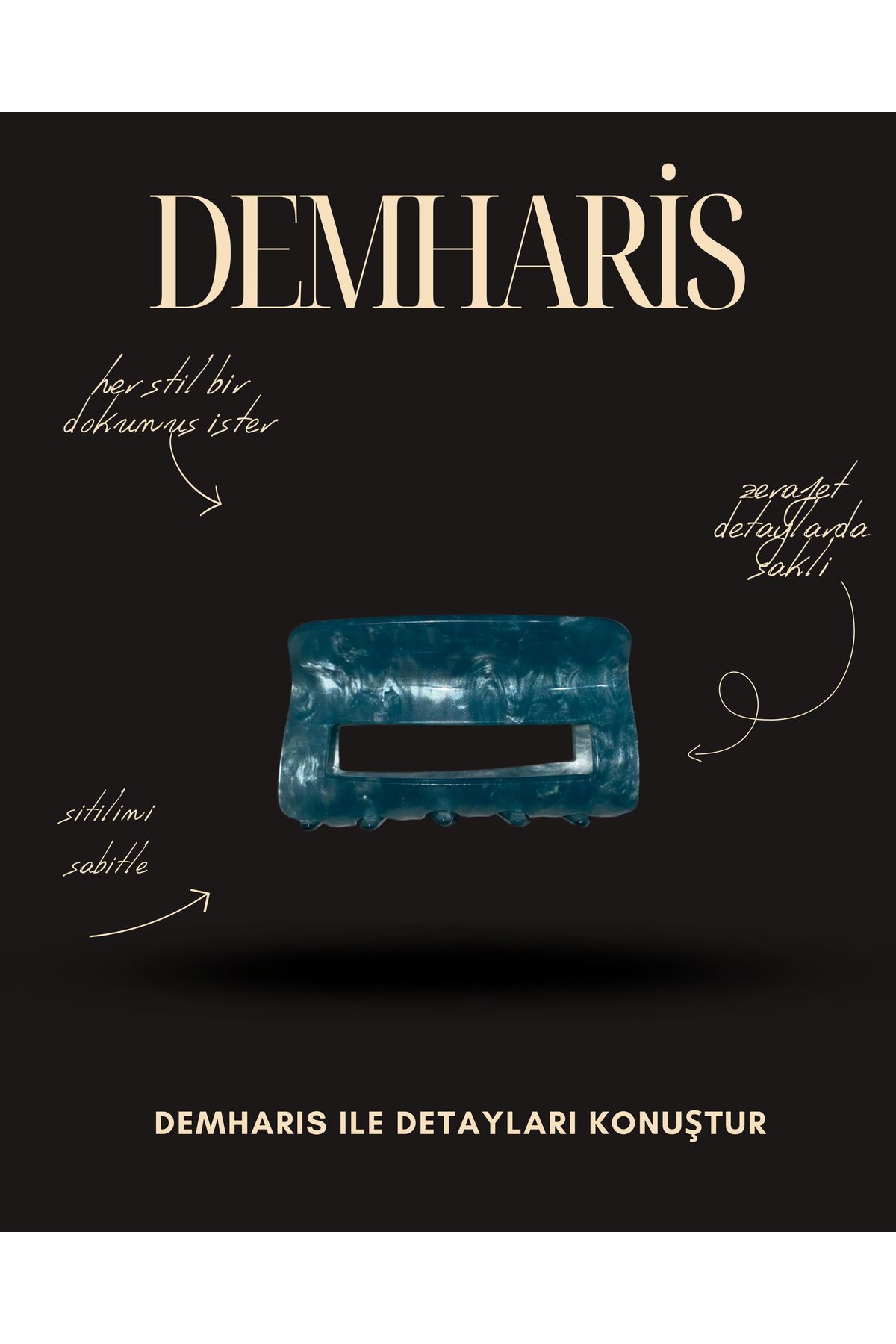 DEMHARİS premium kalitesiyle şık parlak toka