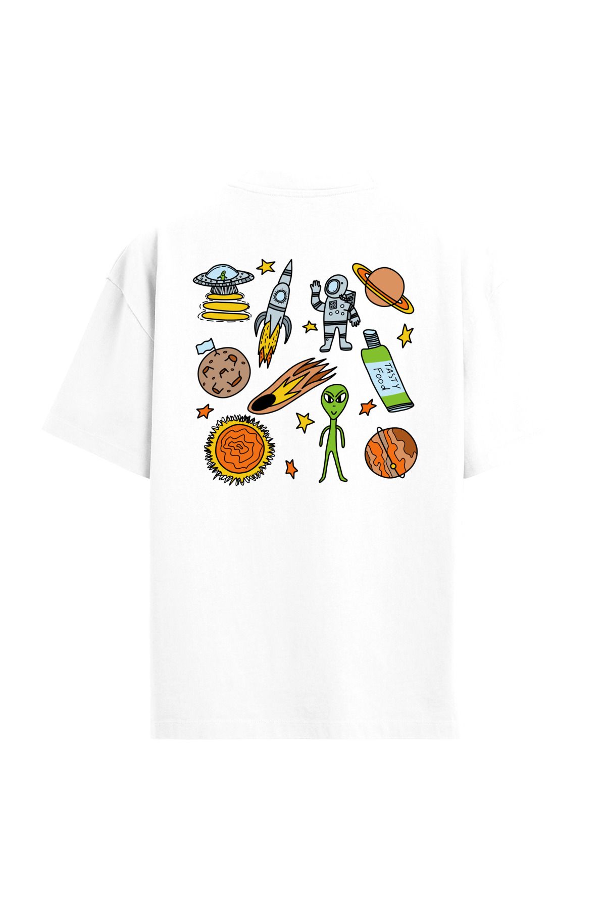 Colermi Uzay Temalı Sırt Baskılı Oversize T-Shirt