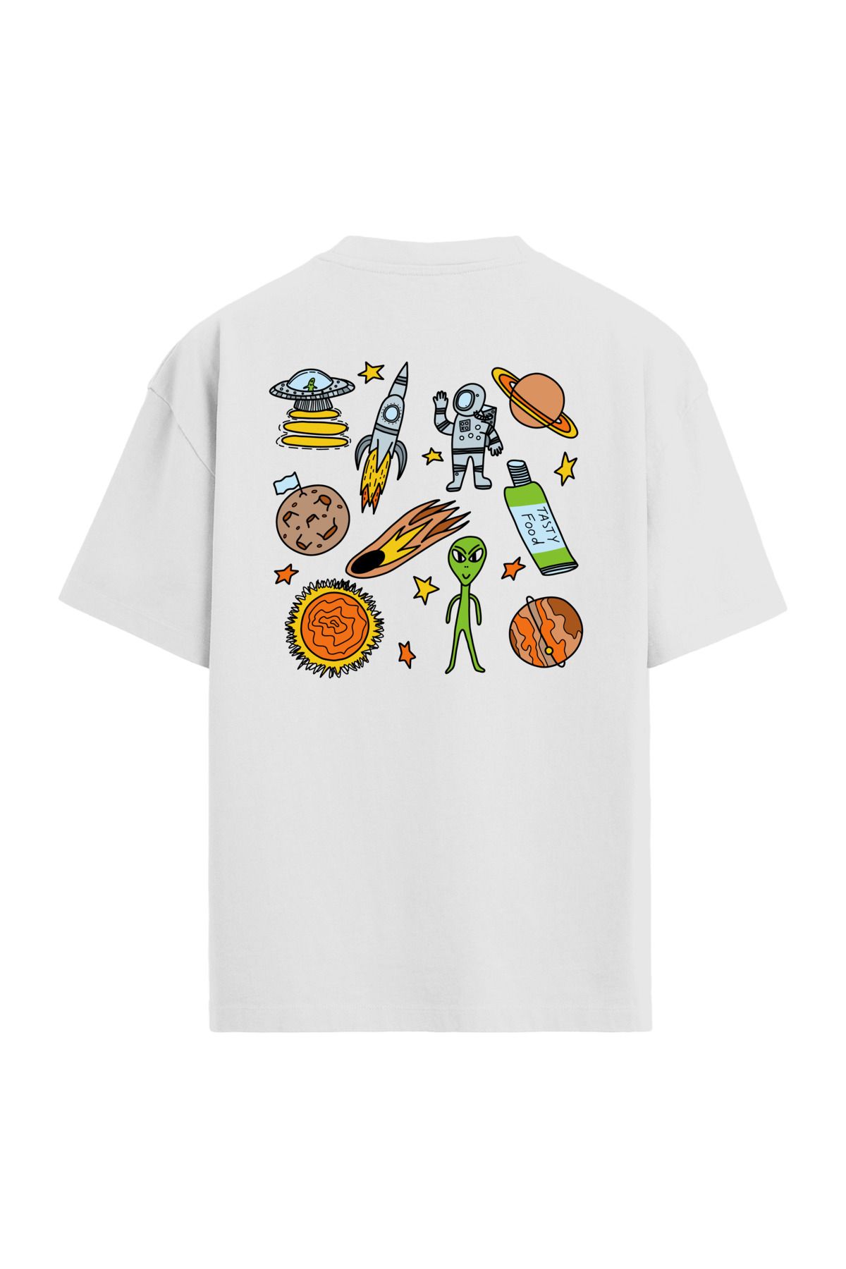 Colermi Uzay Temalı Sırt Baskılı Oversize T-Shirt