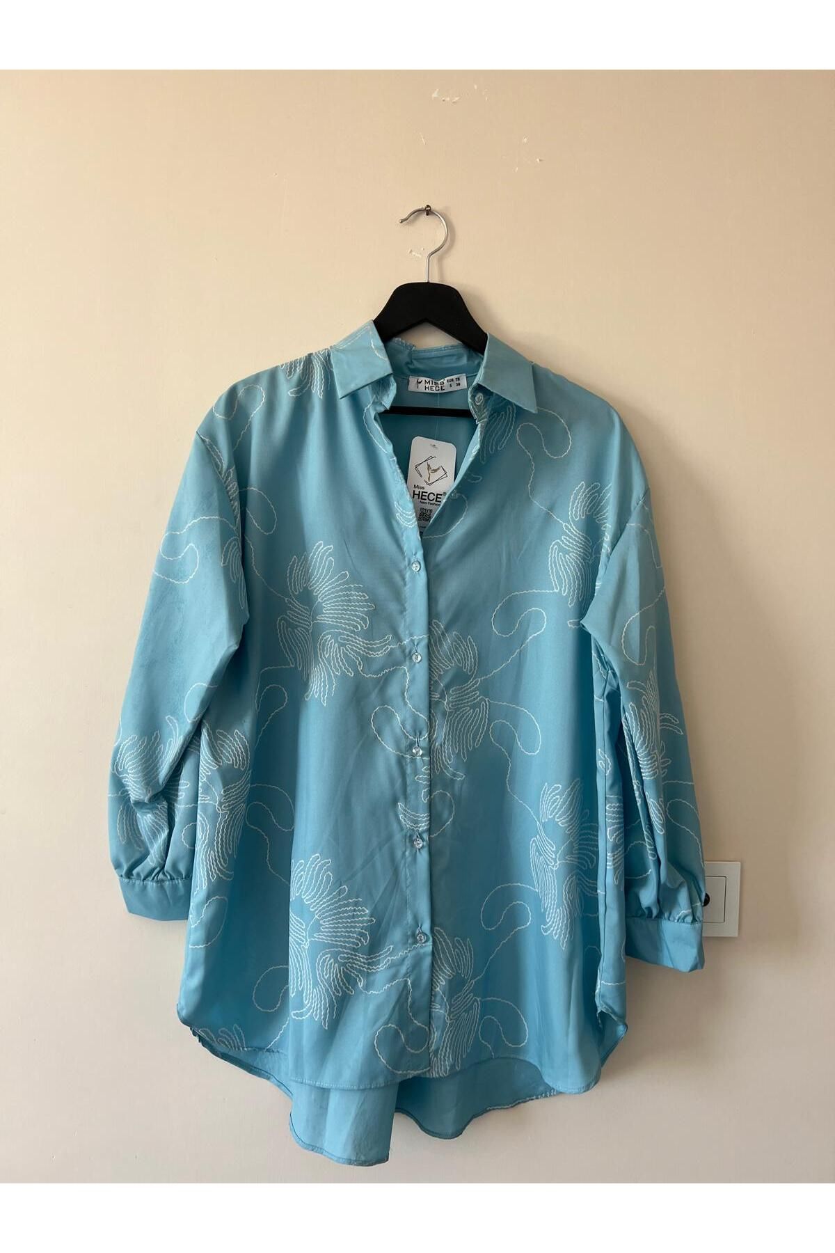 Trend Marfa Oversize Desenli Gömlek