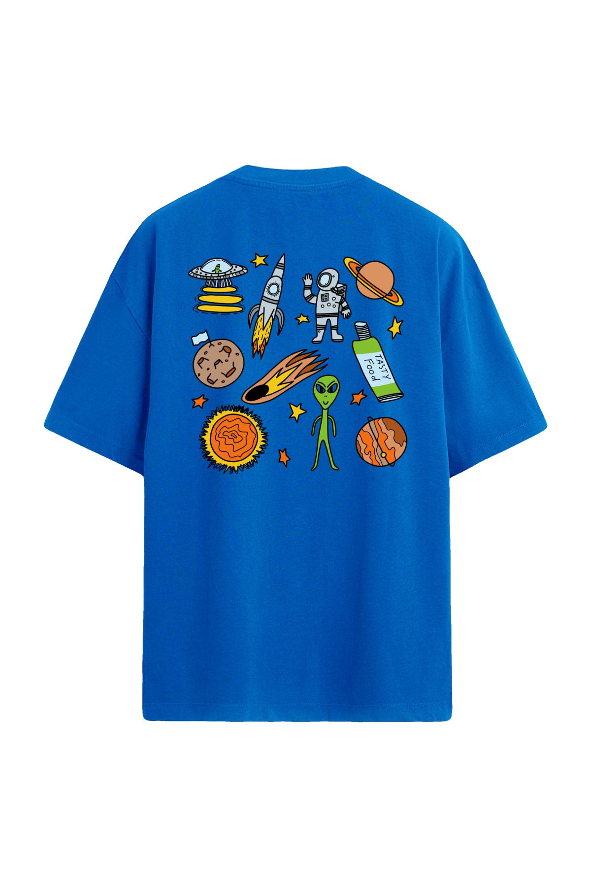 Colermi Uzay Temalı Sırt Baskılı Oversize T-Shirt