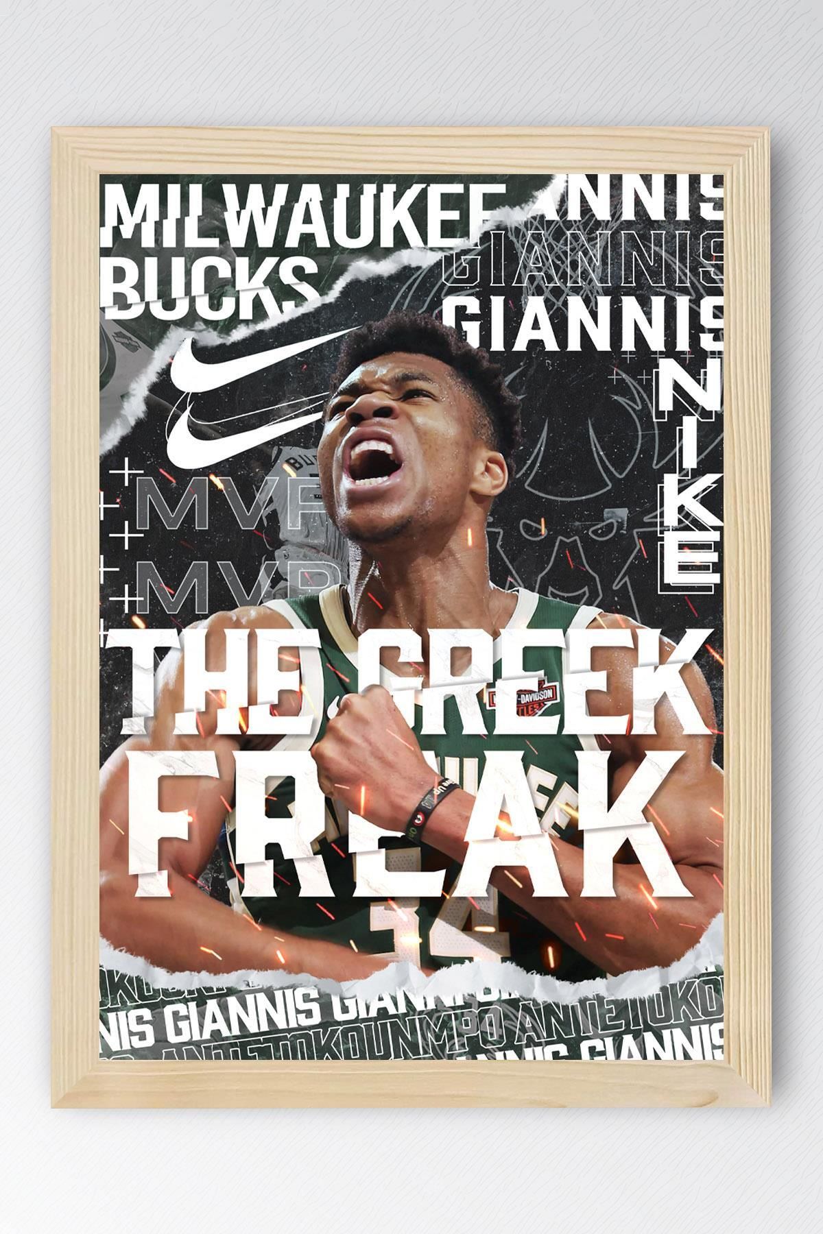 Saturn Giannis Antetokounmpo Çerçeveli Tablo - Milwaukee Bucks NBA Posteri Tablo