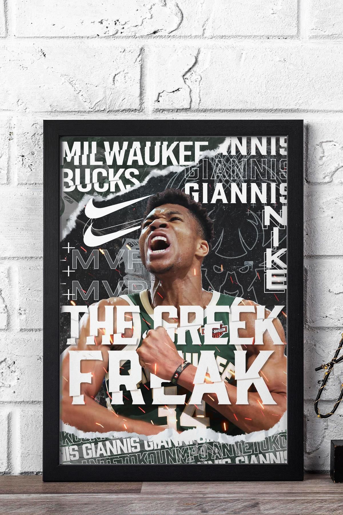 Saturn Giannis Antetokounmpo Çerçeveli Tablo - Milwaukee Bucks NBA Posteri Tablo