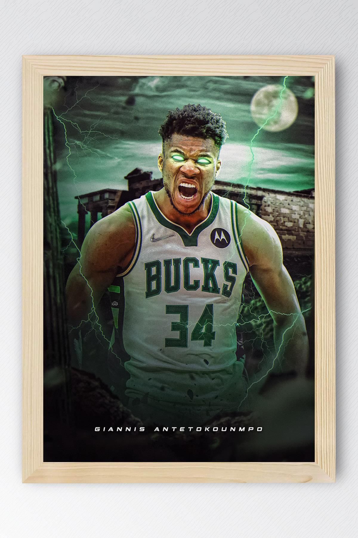 Saturn Giannis Antetokounmpo Çerçeveli Tablo - Milwaukee Bucks NBA Posteri Tablo