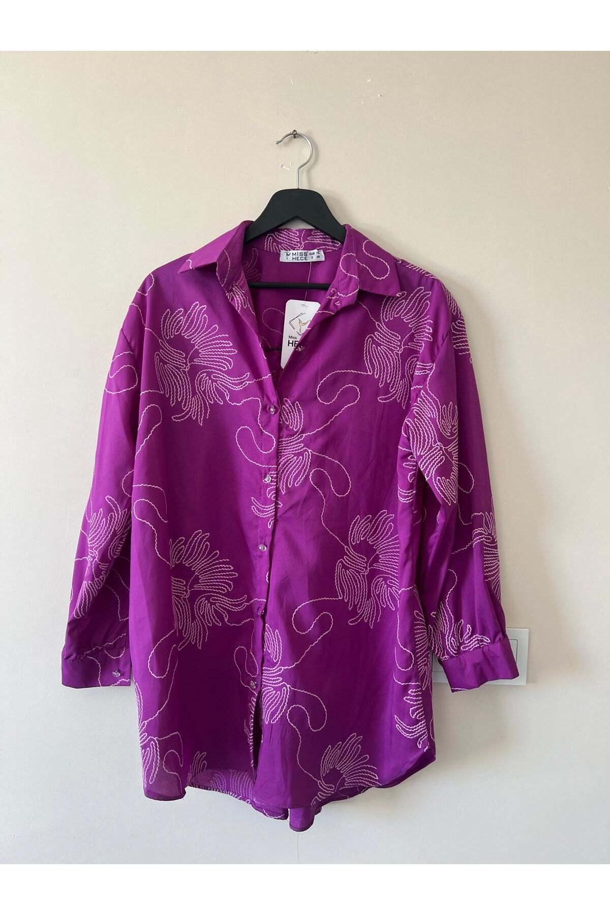 Trend Marfa Oversize Desenli Gömlek