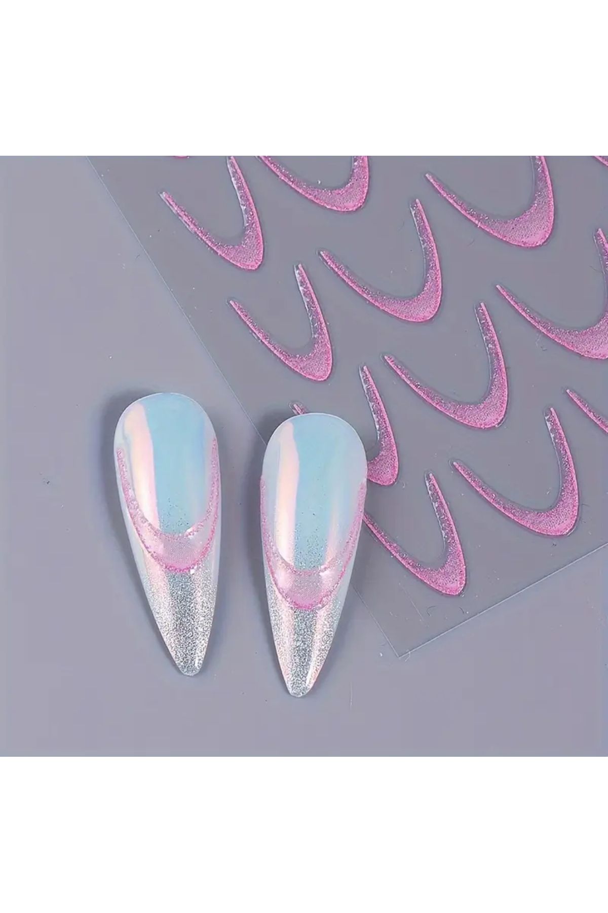 zeinapp Kendinden Yapışkanlı Simli French Tırnak Sticker Nail Sticker Tırnak Sanatı