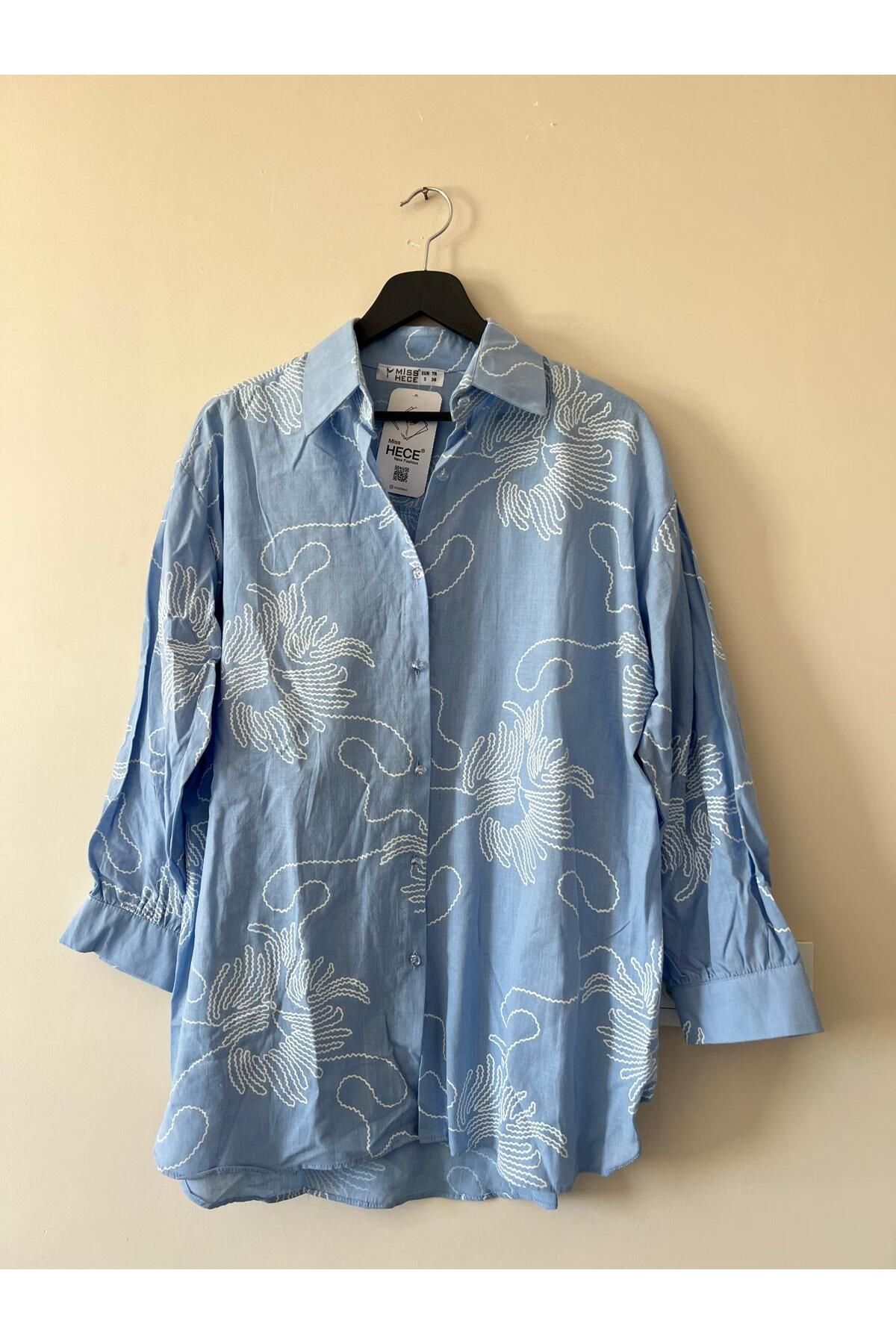 Trend Marfa Oversize Desenli Gömlek