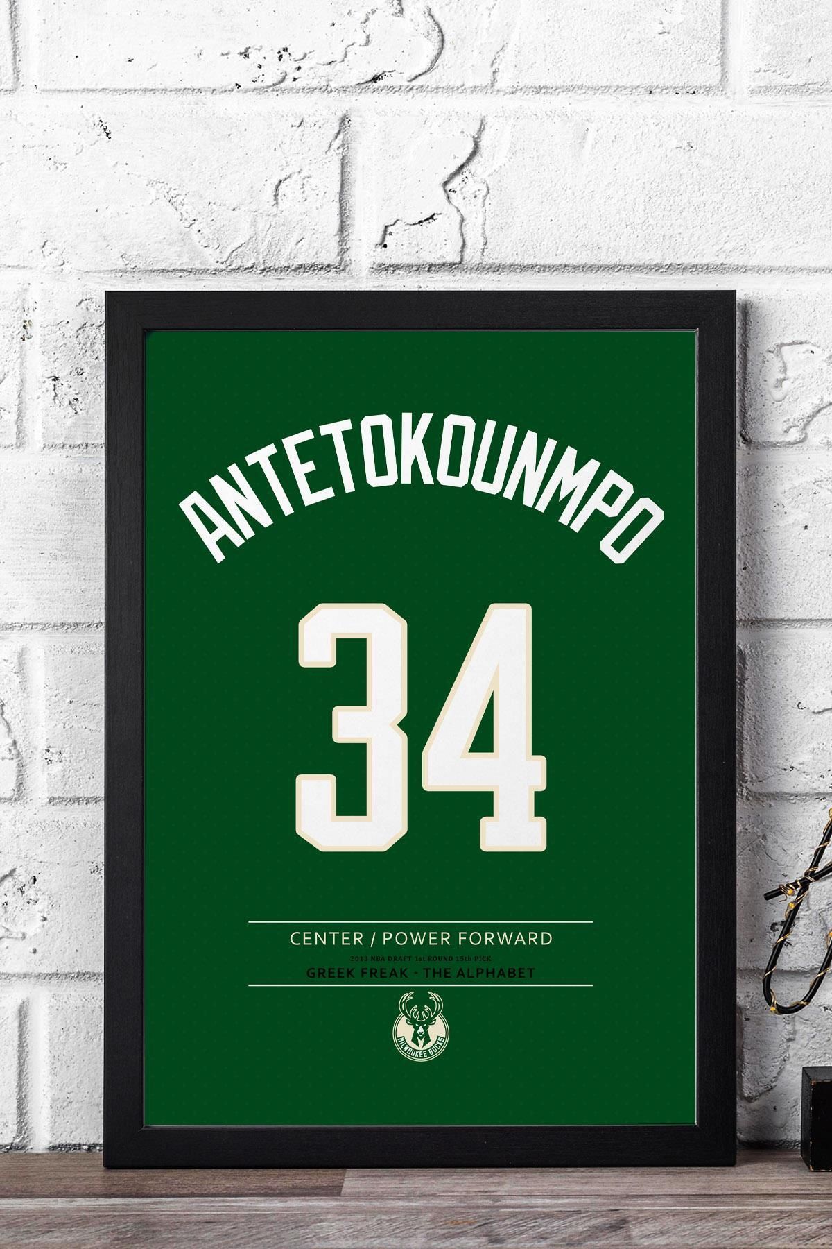 Saturn Giannis Antetokounmpo Forma Çerçeveli Tablo - NBA Milwaukee Bucks Jersey
