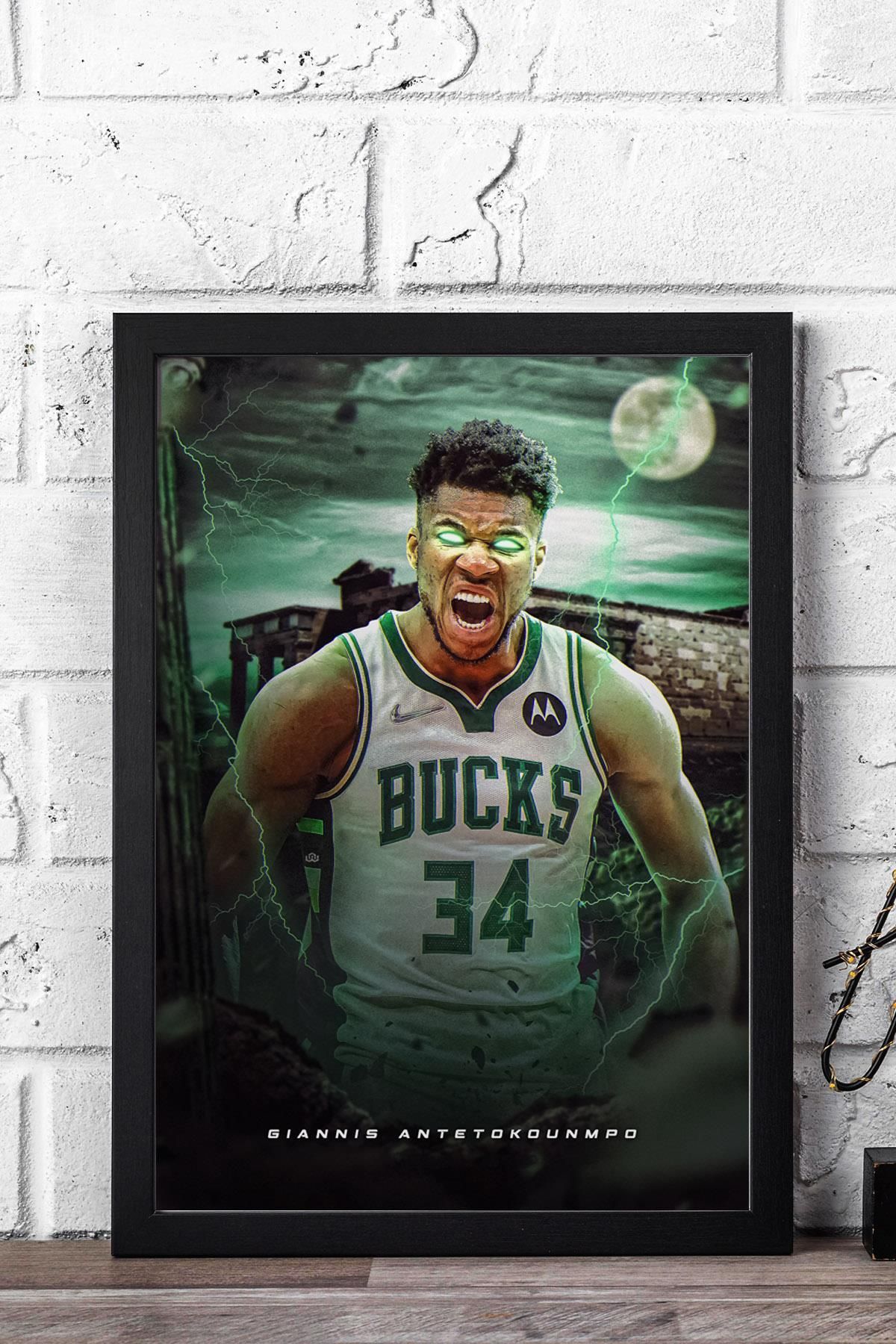Saturn Giannis Antetokounmpo Çerçeveli Tablo - Milwaukee Bucks NBA Posteri Tablo
