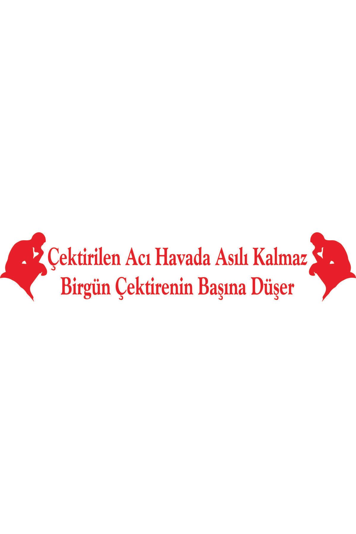 Birim Matbaa Çektirilen Acı Havada Asılı Kalmaz Bir gün Çektirenin Başına Düşer OTO ARMA STİCKER (70X14 CM)
