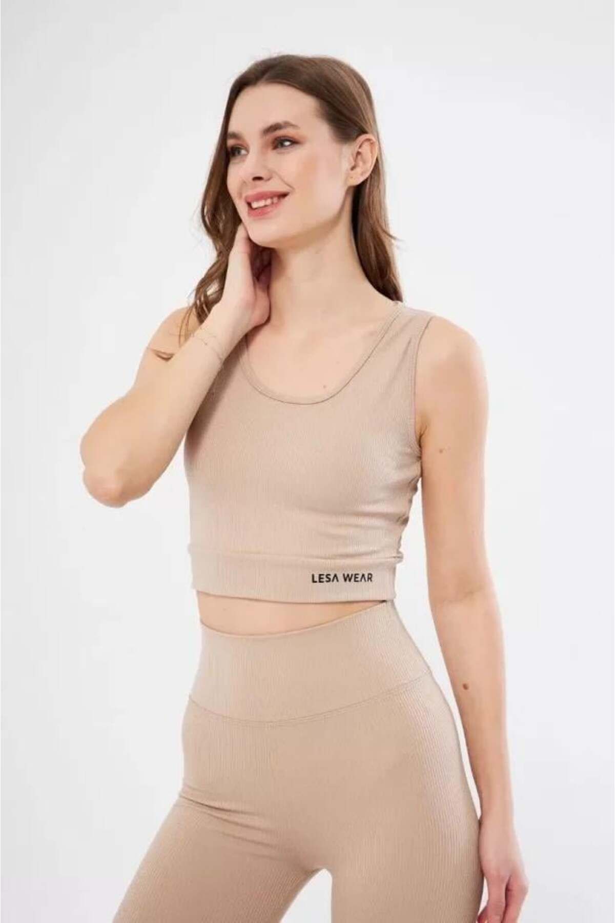 modamtn Fitilli Baskılı Crop - Bej