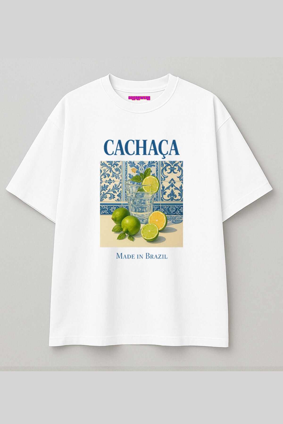 onsrawear Y2K Cachaça ve Limon Tasarım Yaz İçecek Kokteyl Baskılı Oversize %100 Pamuk T-shirt