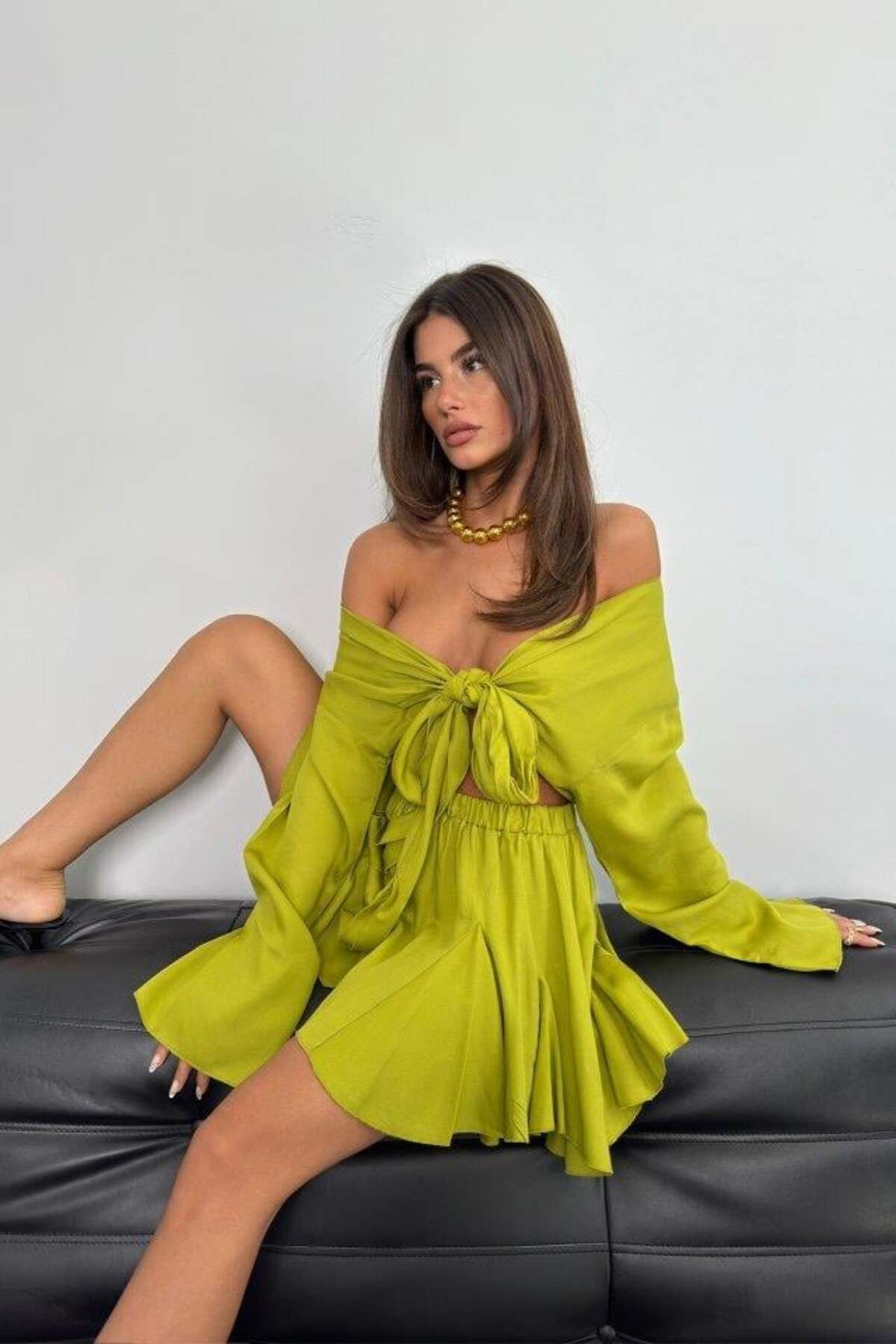 modamtn Kayık Yaka Uzun Kol Crop