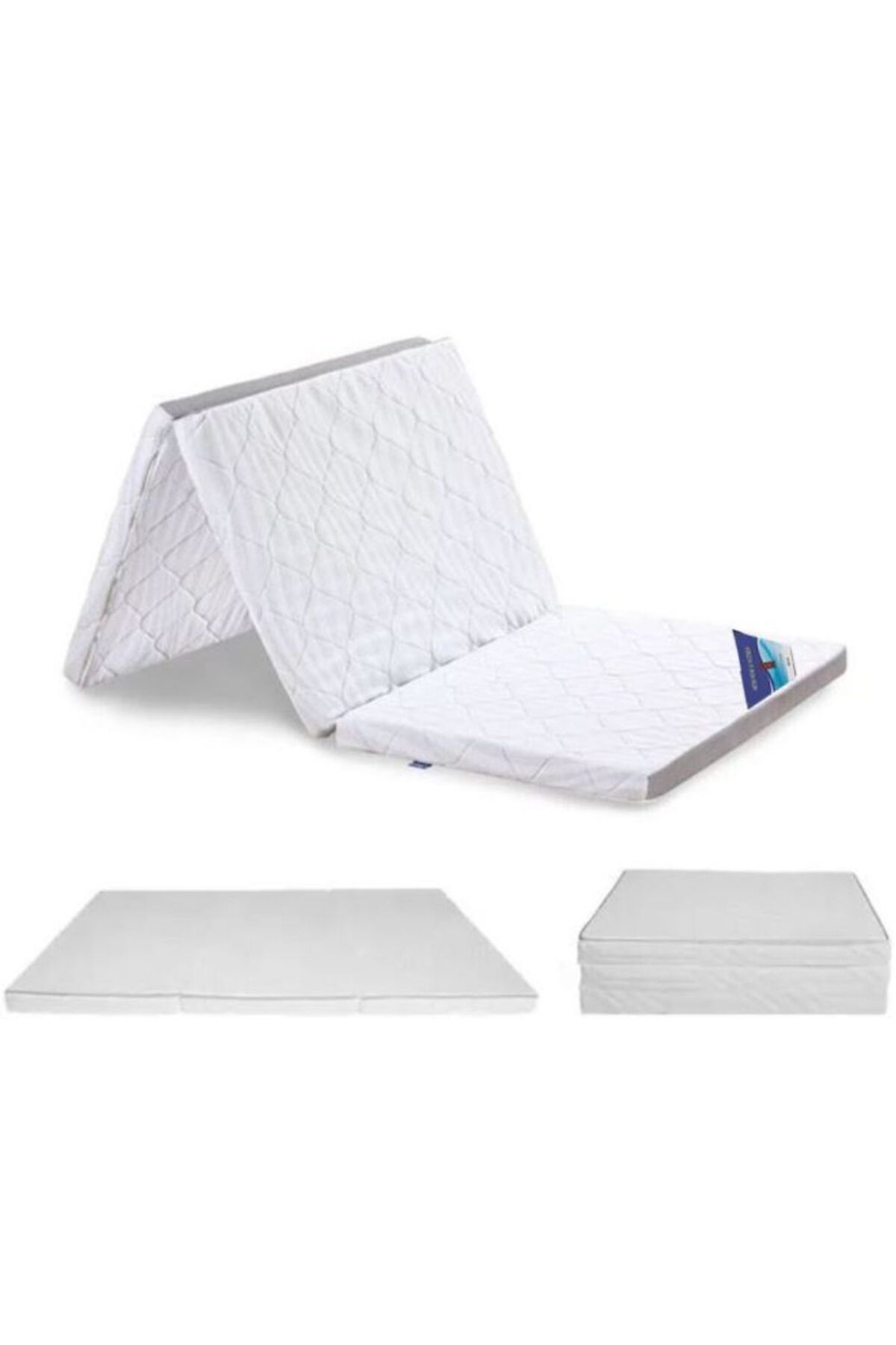 AWF AL WADI FURNITURE-Sleep EZ Single Heavy Duty White Floral Quilted Portable Tri-Folding Medical Mattress with Pillow 2