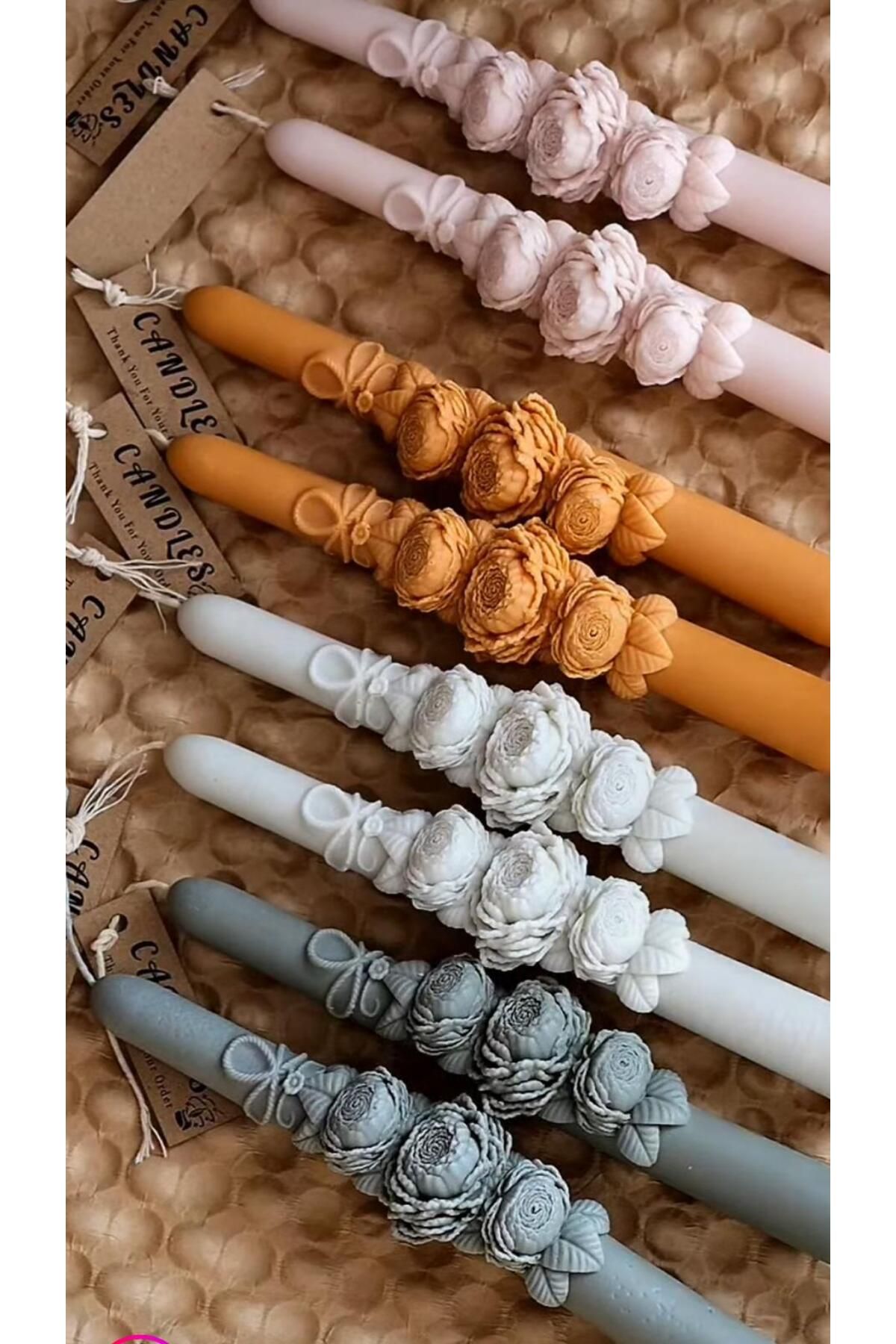 SCA CANDLE Dekoratif Mum Şamanlık Mum Gül model Turuncu Renk 2 kili