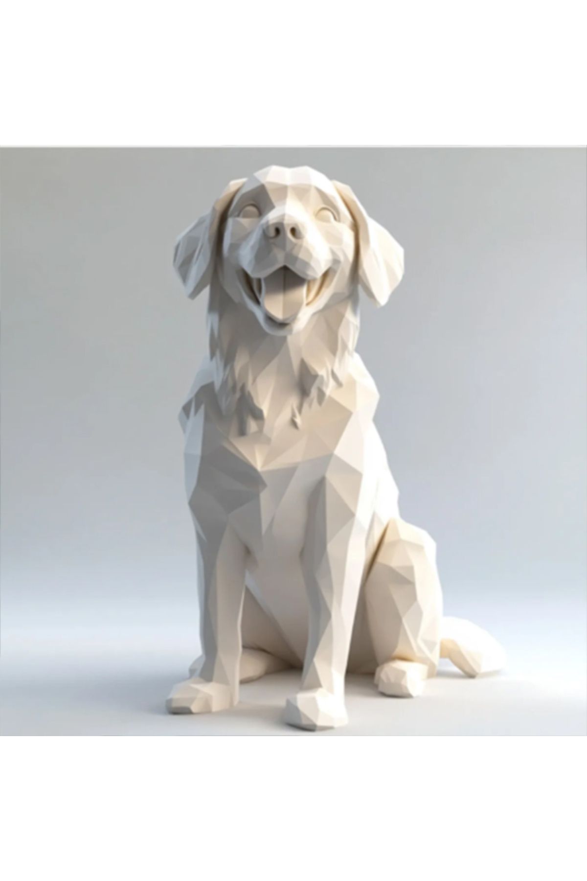 Matris Golden Retriever golden köpek Heykel Biblo Dekoratif Obje 12 Cm 3D BASKI PLA PLASTİK BEYAZ
