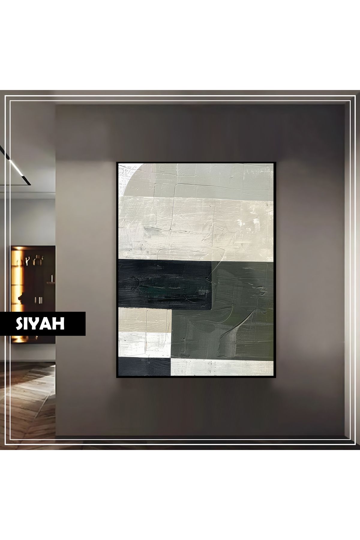 Harikabirev HARİKABİREV|GEOMETRİK SOYUT MODERN MODEL 01 |ÇERÇEVELİ TEMPERLİ CAM TABLO TEKLİ DİKEY