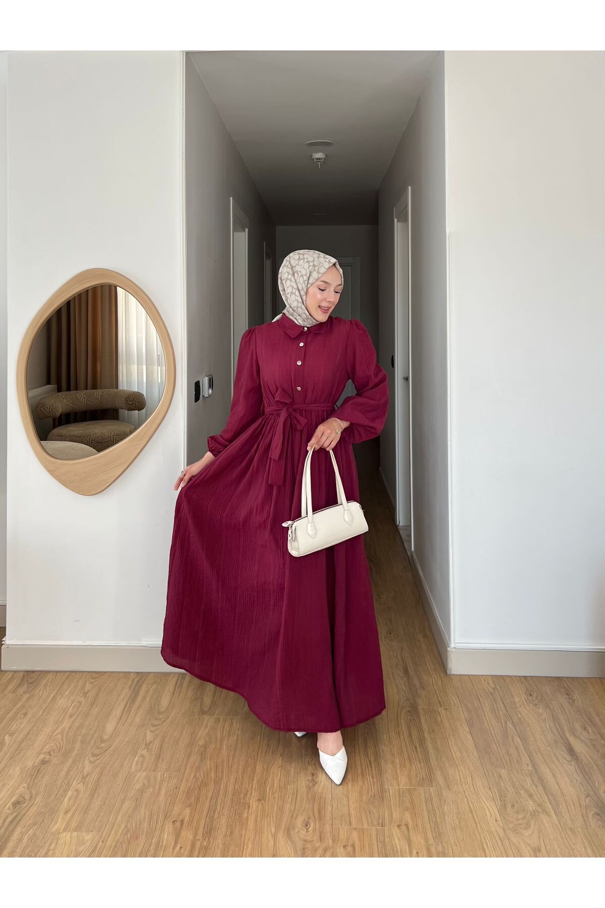 Büşra Fashion Adalya Bordo Elbise