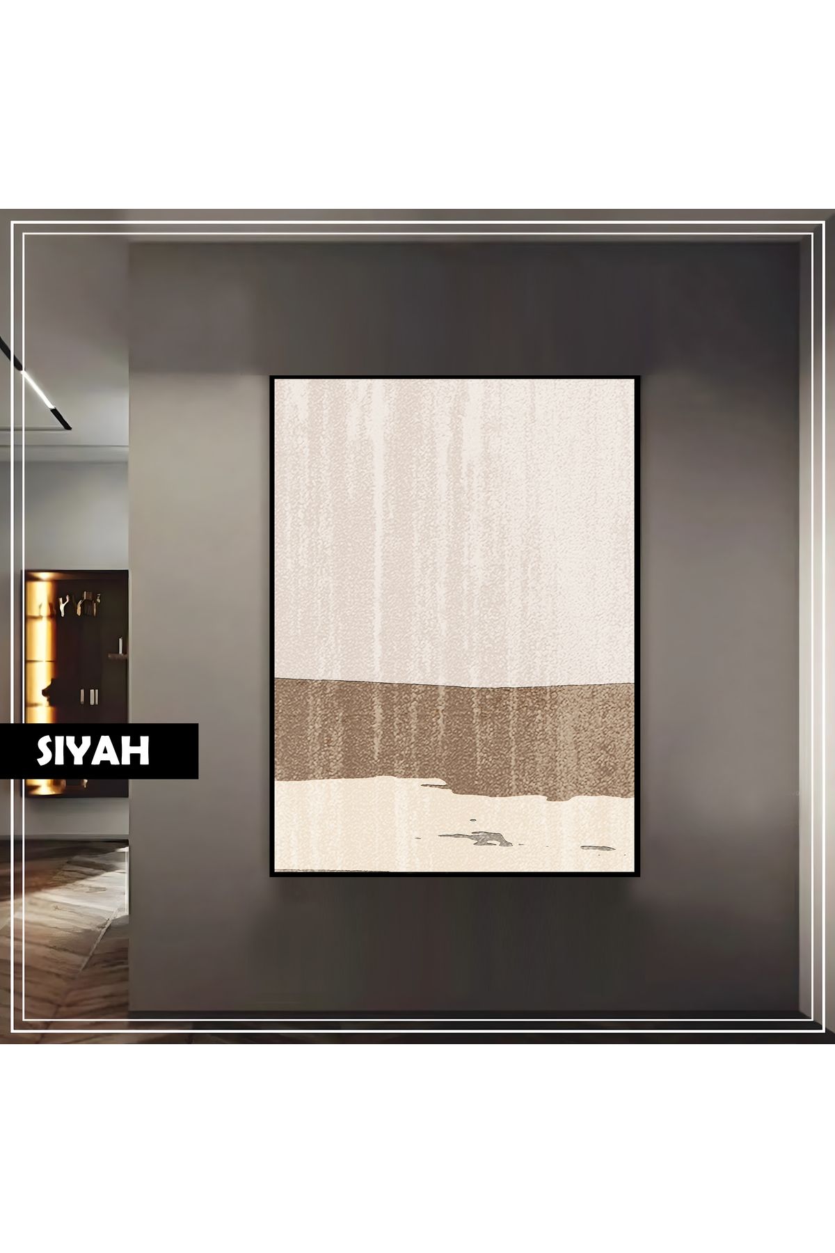 Harikabirev HARİKABİREV|GRİ-BRONZ KONTRAST SOYUT MODEL 02 |ÇERÇEVELİ TEMPERLİ CAM TABLO TEKLİ DİKEY