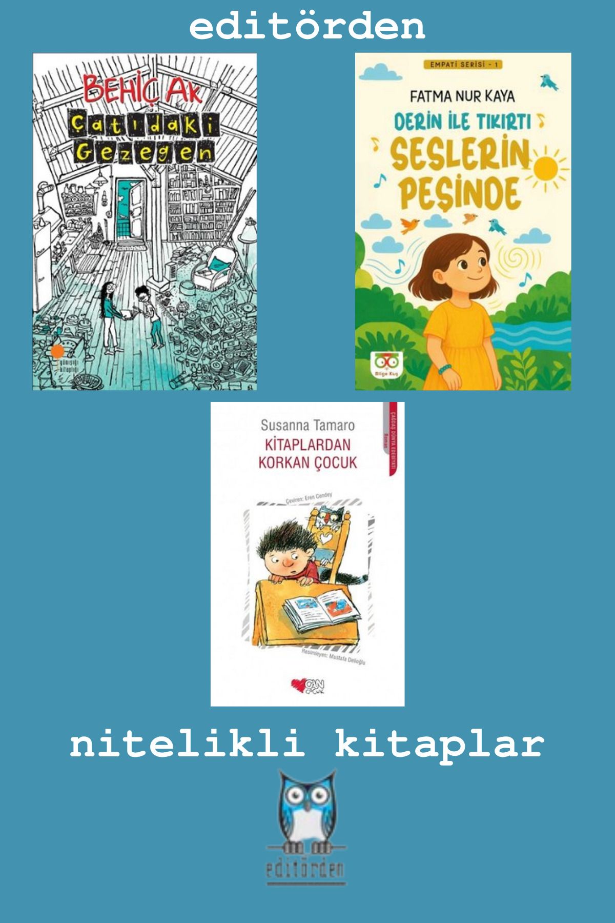 Bilge Kuş Yayınları Çatıdaki Gezegen – Kitaplardan Korkan Çocuk/ Susanna Tamaro – Derin ile Tıkırtı