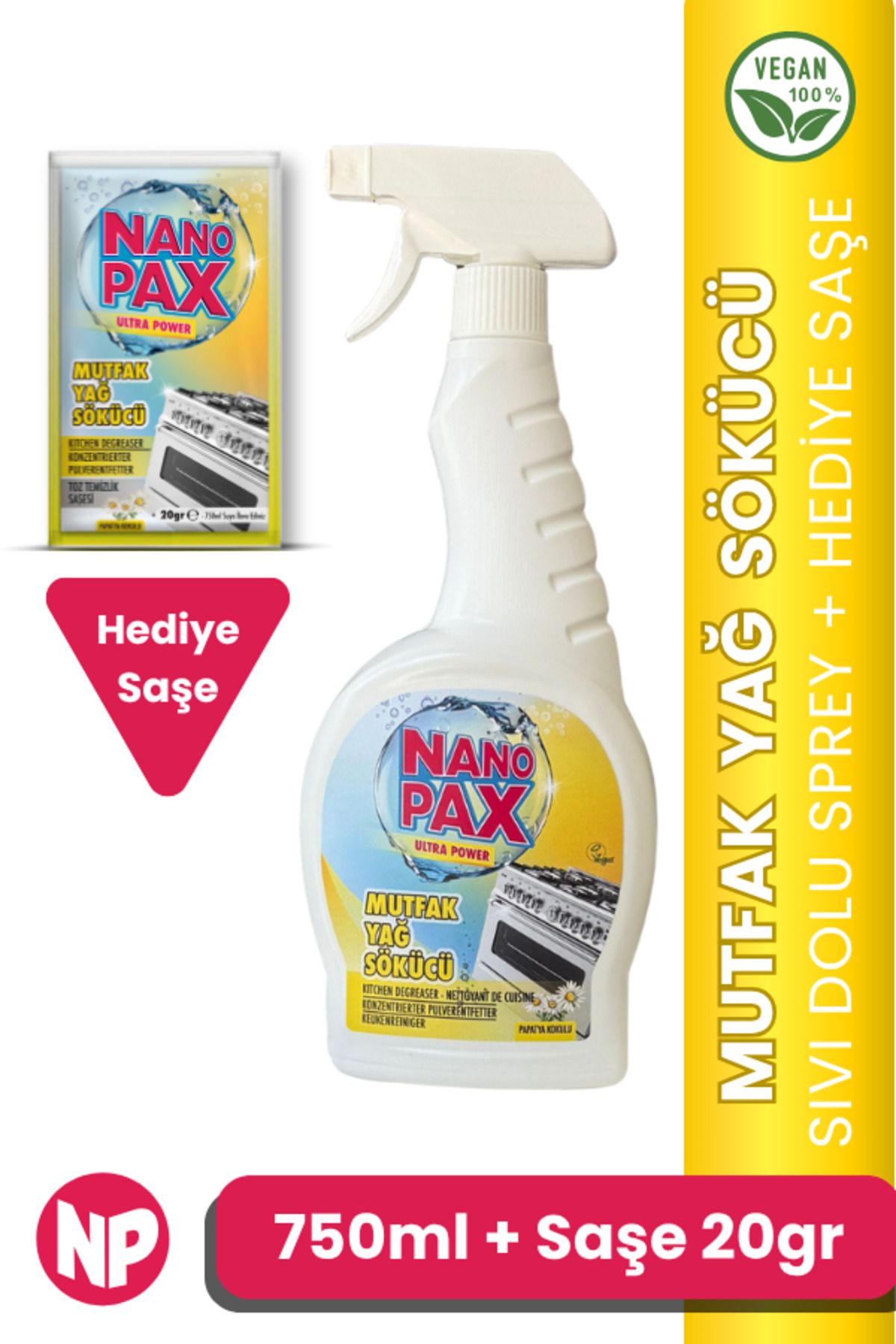 NanoPax Mutfak - Yağ Sökücü & 1 adet Hediye Toz Temizlik Saşesi