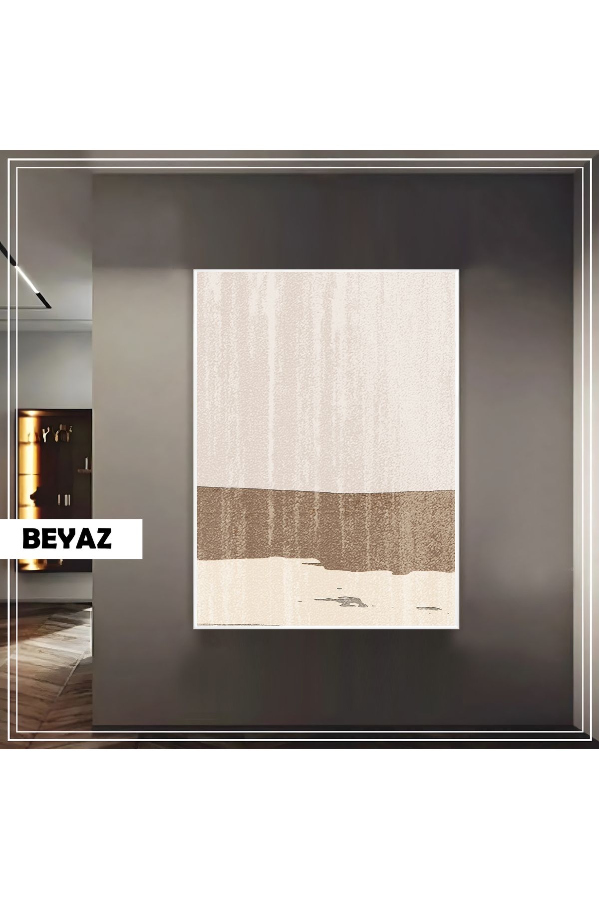 Harikabirev HARİKABİREV|GRİ-BRONZ KONTRAST SOYUT MODEL 02 |ÇERÇEVELİ TEMPERLİ CAM TABLO TEKLİ DİKEY